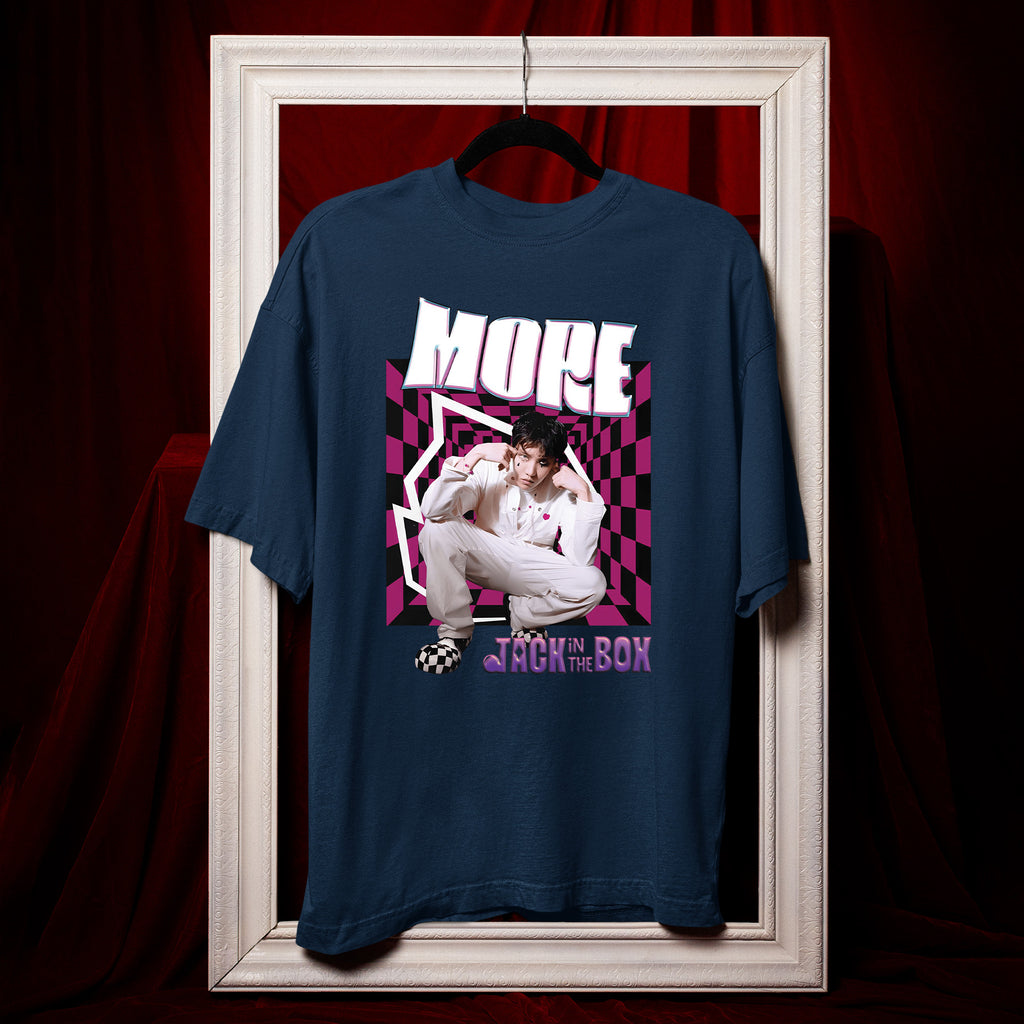 BTS J-Hope Graphic More Jack In The Box T-Shirt - Hang view, Y2K kpop concert tee
