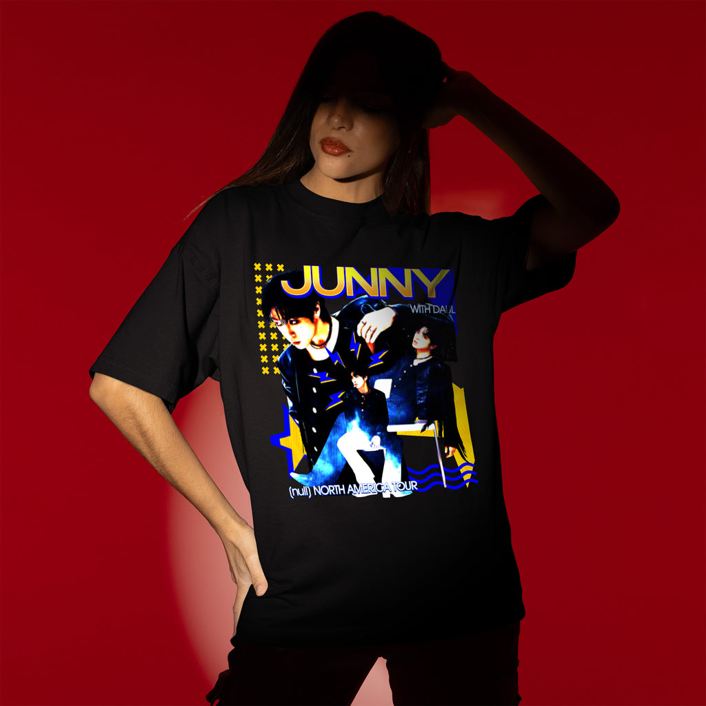 Junny Null Tour 2026 T-Shirt - Women view, Y2K kpop concert tee
