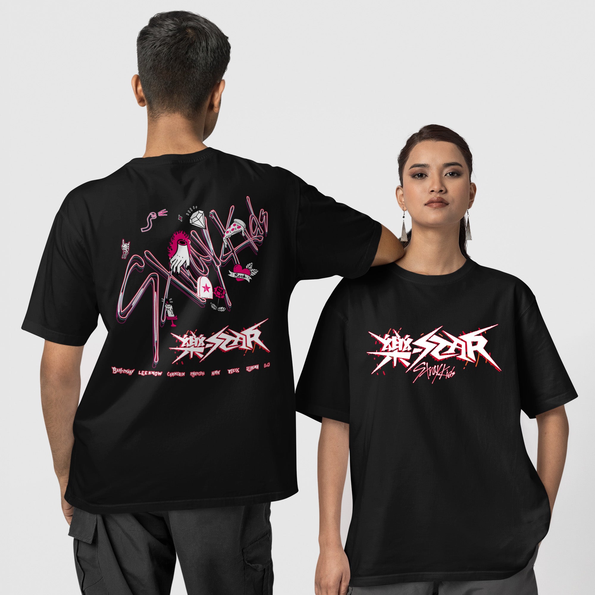 Stray Kids ROCK-STAR Album T-Shirt - Couple 1 view, Y2K kpop concert tee