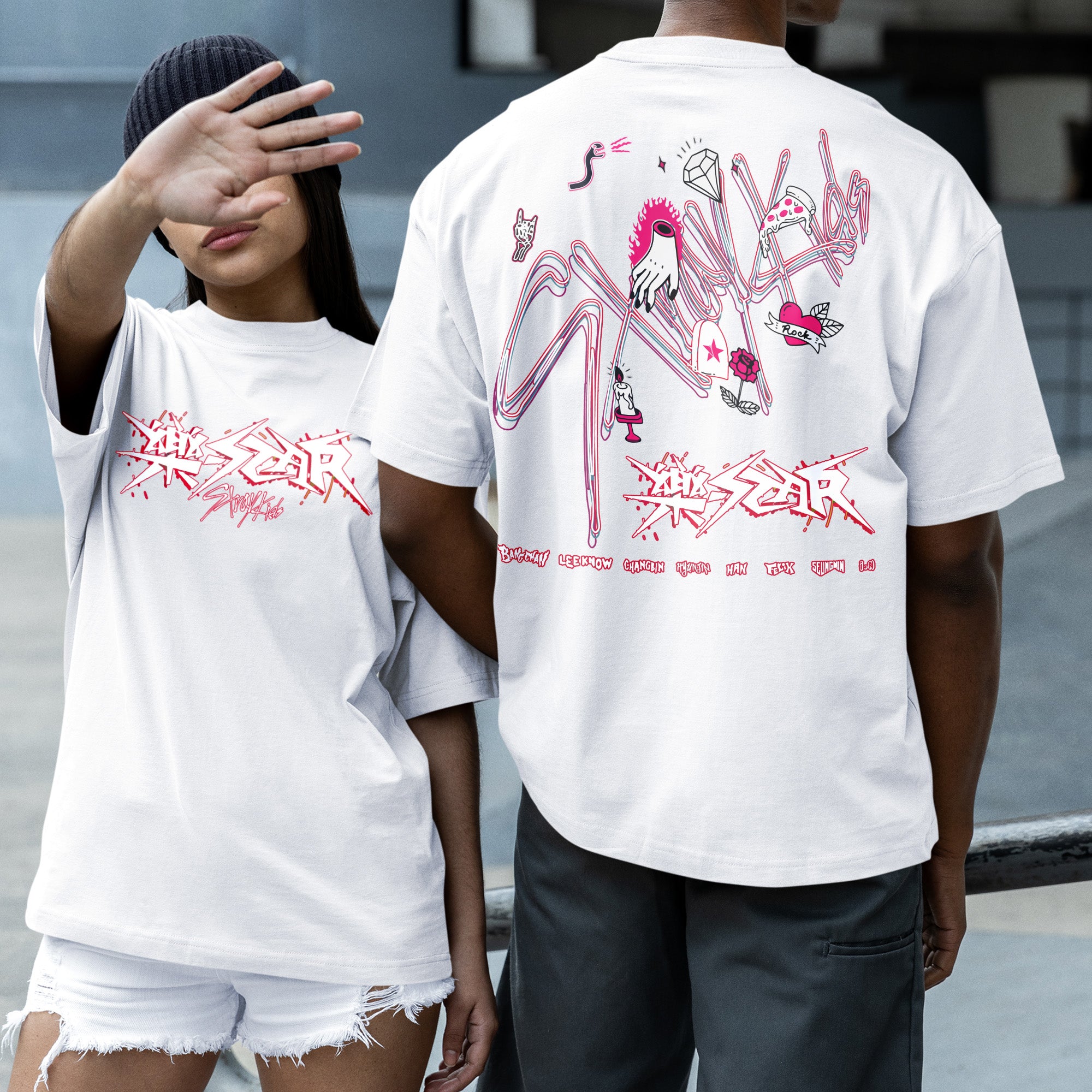Stray Kids ROCK-STAR Album T-Shirt - Couple 2 view, Y2K kpop concert tee