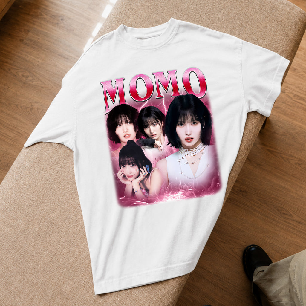 TWICE Momo T-Shirt - Spread view, Y2K kpop concert tee