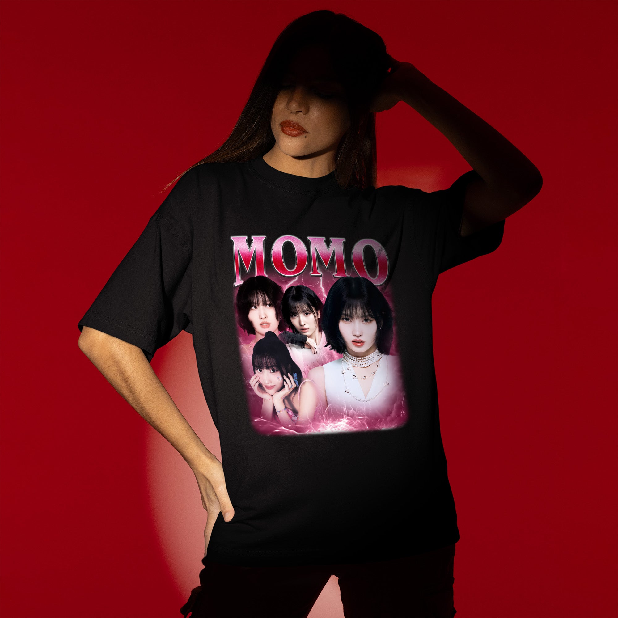 TWICE Momo T-Shirt - Women view, Y2K kpop concert tee