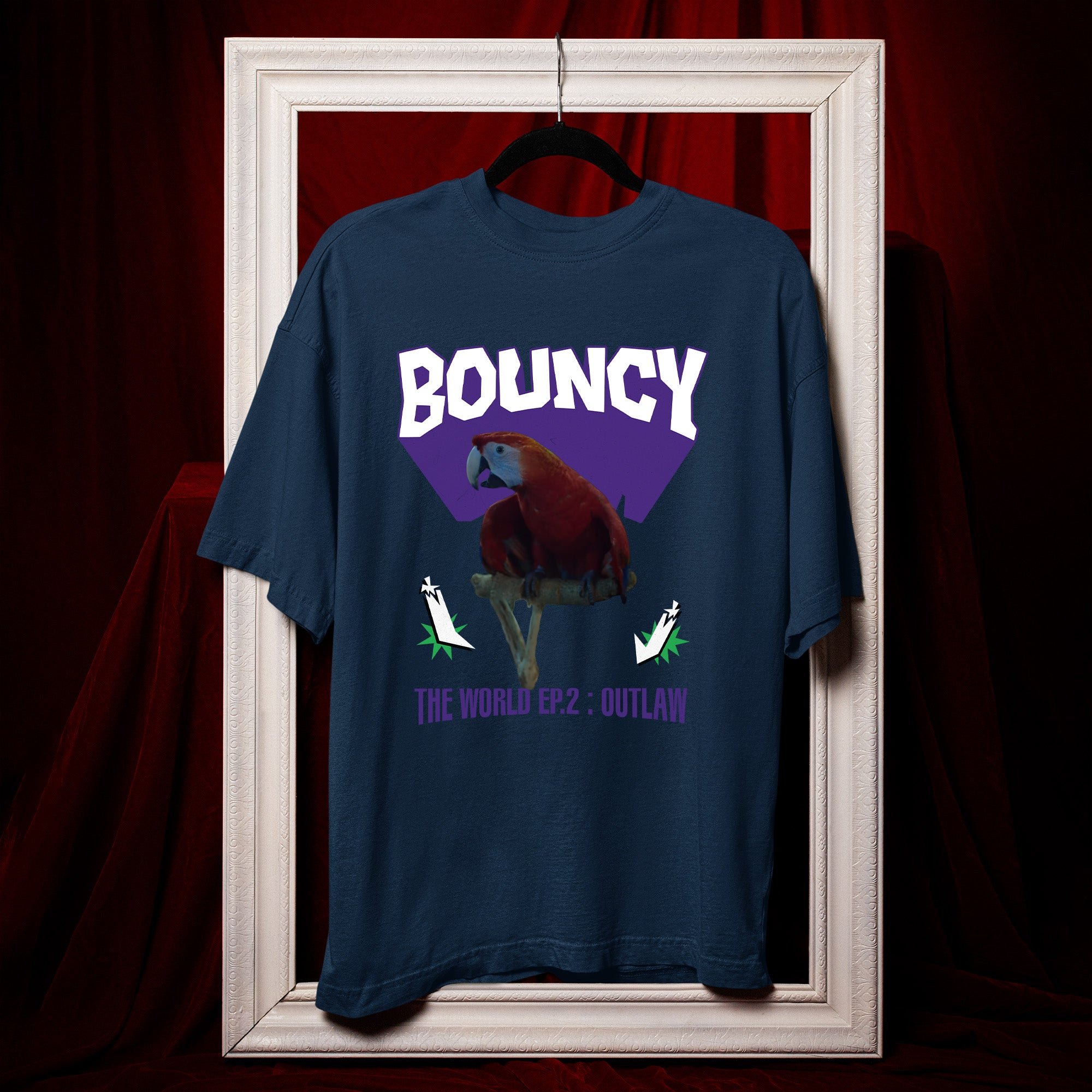 ATEEZ Bouncy The World Ep2 Outlaw T-Shirt - Hang view, Y2K kpop concert tee