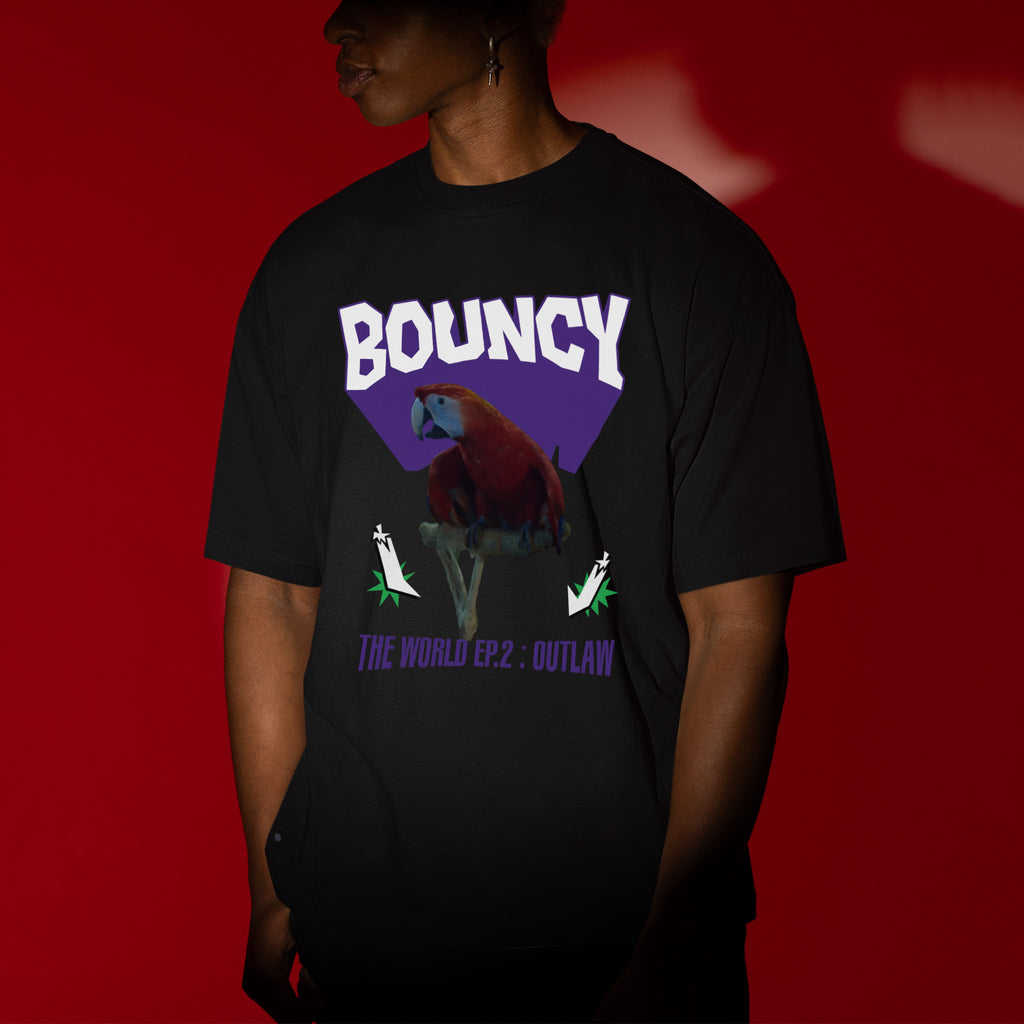 ATEEZ Bouncy The World Ep2 Outlaw T-Shirt - Men view, Y2K kpop concert tee