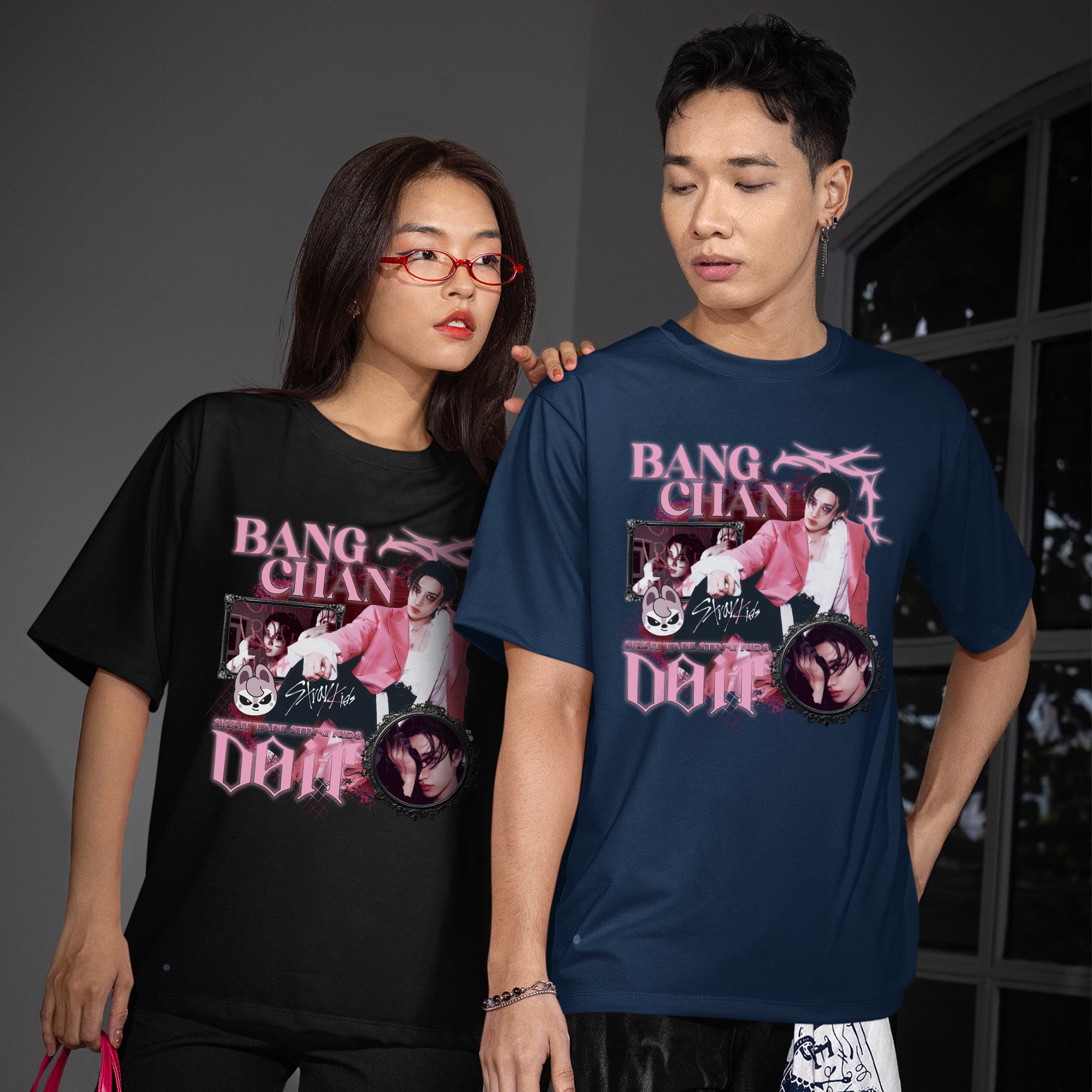Stray Kids Graphic Bang Chan It Tape Do It T-Shirt - Couple view, Y2K kpop concert tee