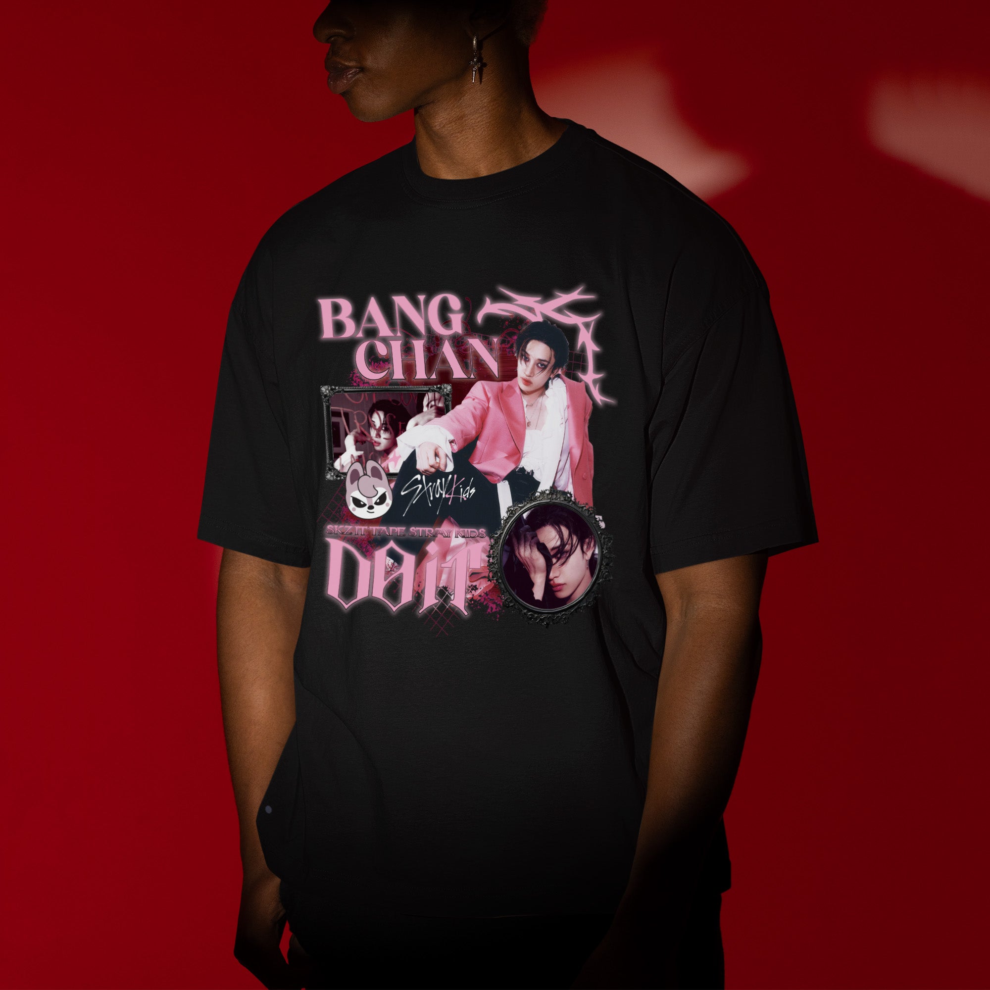 Stray Kids Graphic Bang Chan It Tape Do It T-Shirt - Men view, Y2K kpop concert tee