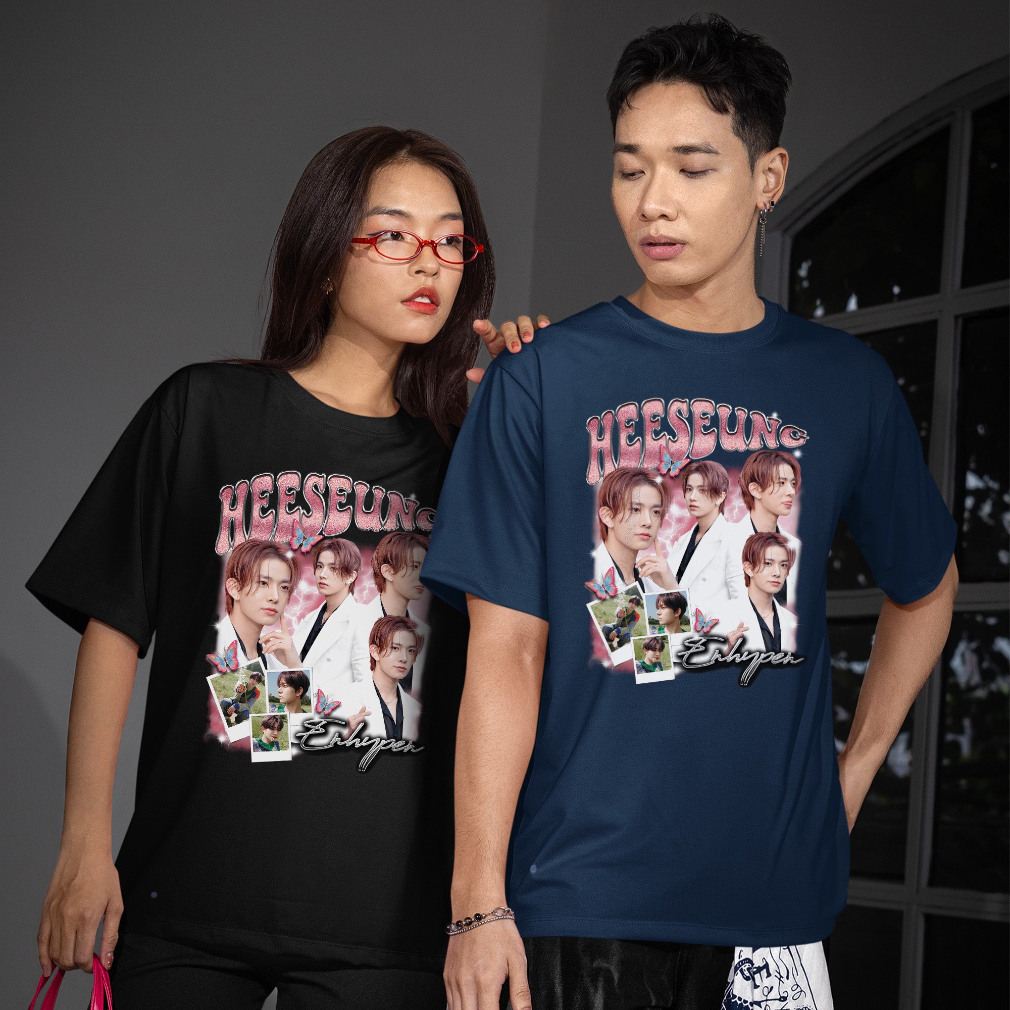 ENHYPEN Heeseung Graphic T-Shirt - Couple view, Y2K kpop concert tee