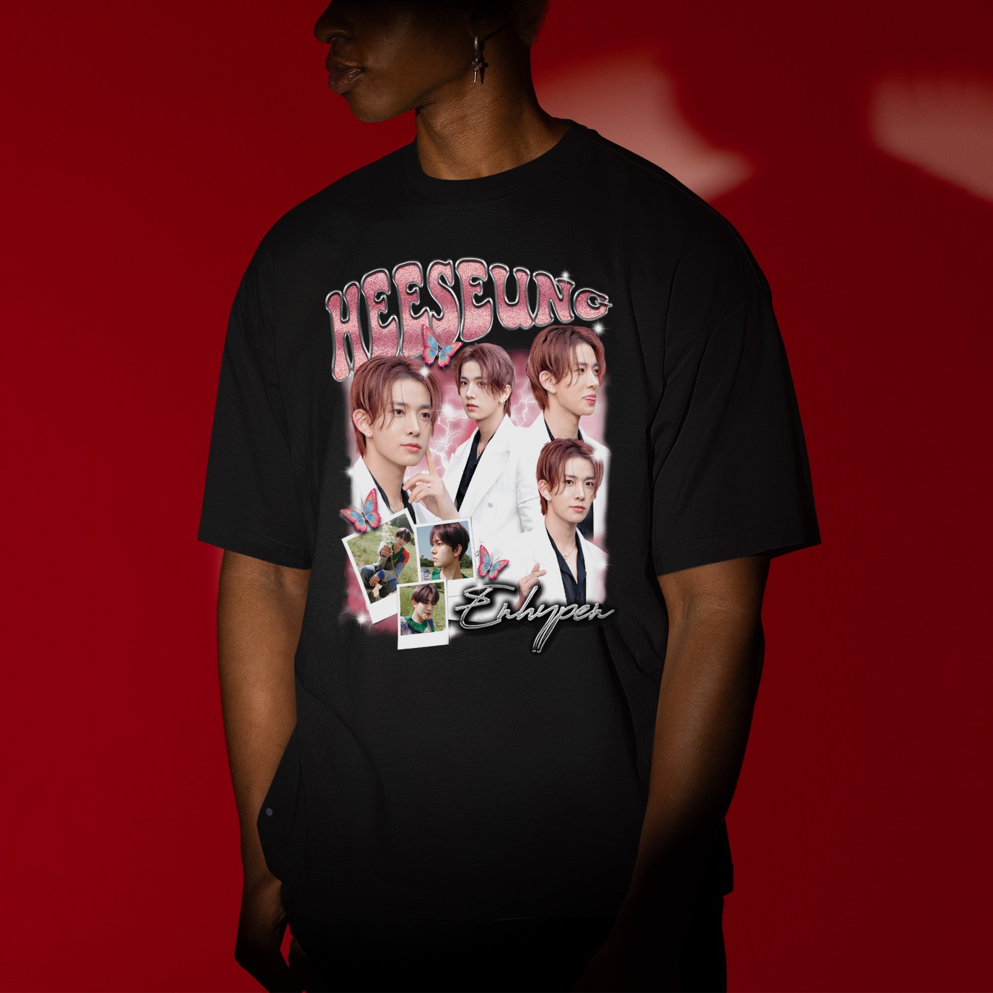 ENHYPEN Heeseung Graphic T-Shirt - Men view, Y2K kpop concert tee