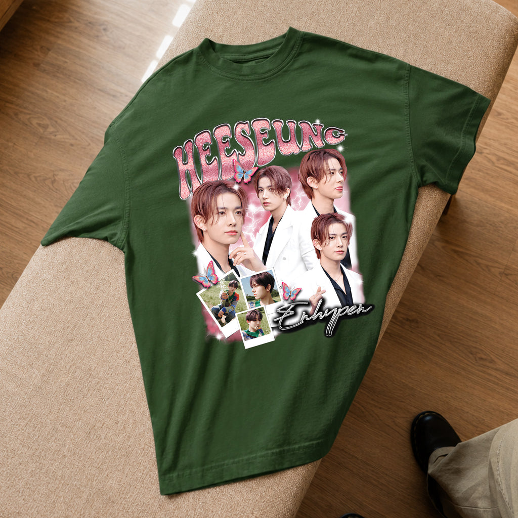 ENHYPEN Heeseung Graphic T-Shirt - Spread view, Y2K kpop concert tee