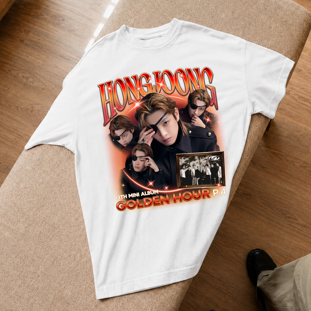 ATEEZ Hongjoong Golden Hour Part 4 T-Shirt - Spread view, Y2K kpop concert tee
