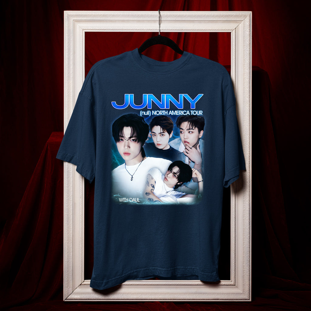 Junny Null North America Tour with Daul T-Shirt - Hang view, Y2K kpop concert tee