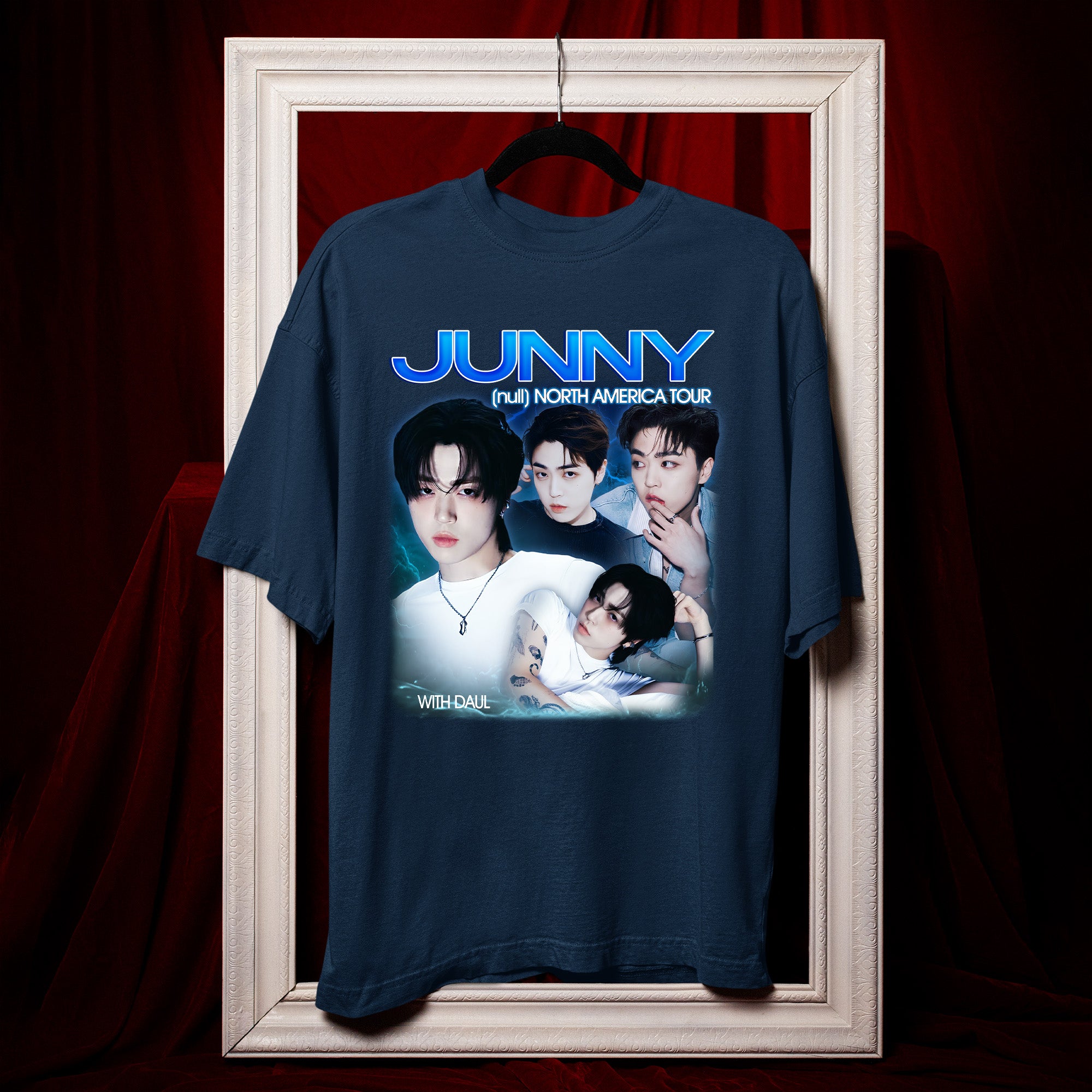 Junny Null North America Tour with Daul T-Shirt - Hang view, Y2K kpop concert tee
