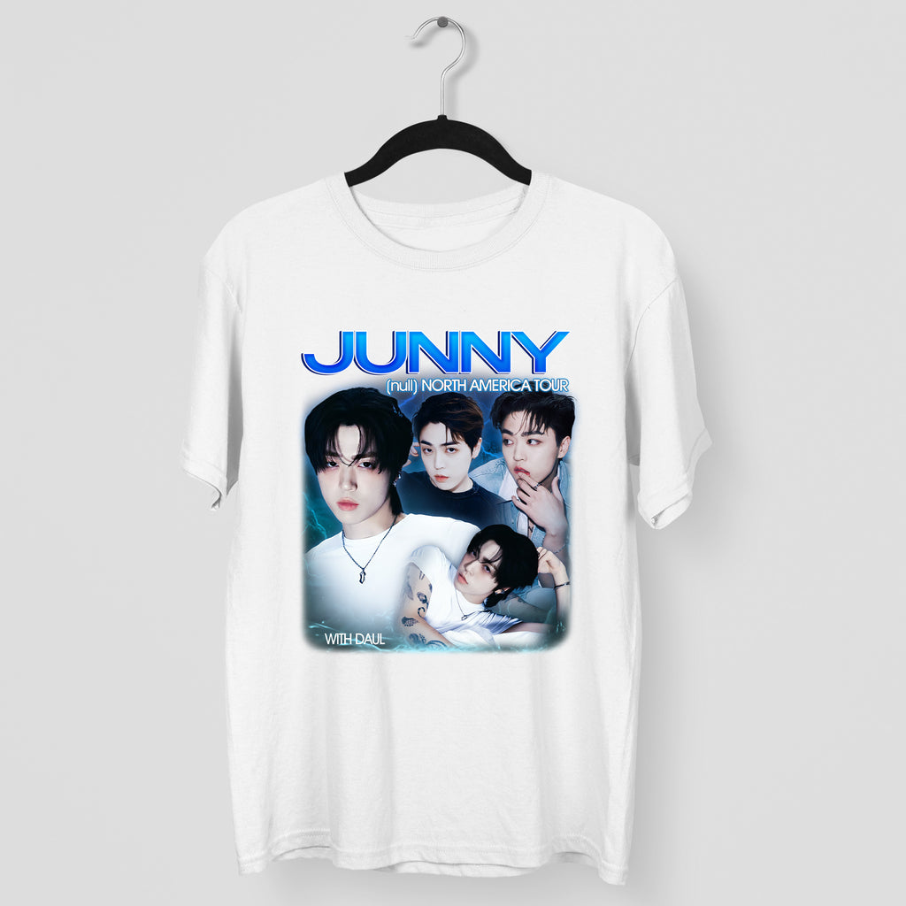 Junny Null North America Tour with Daul T-Shirt - Main view, Y2K kpop concert tee