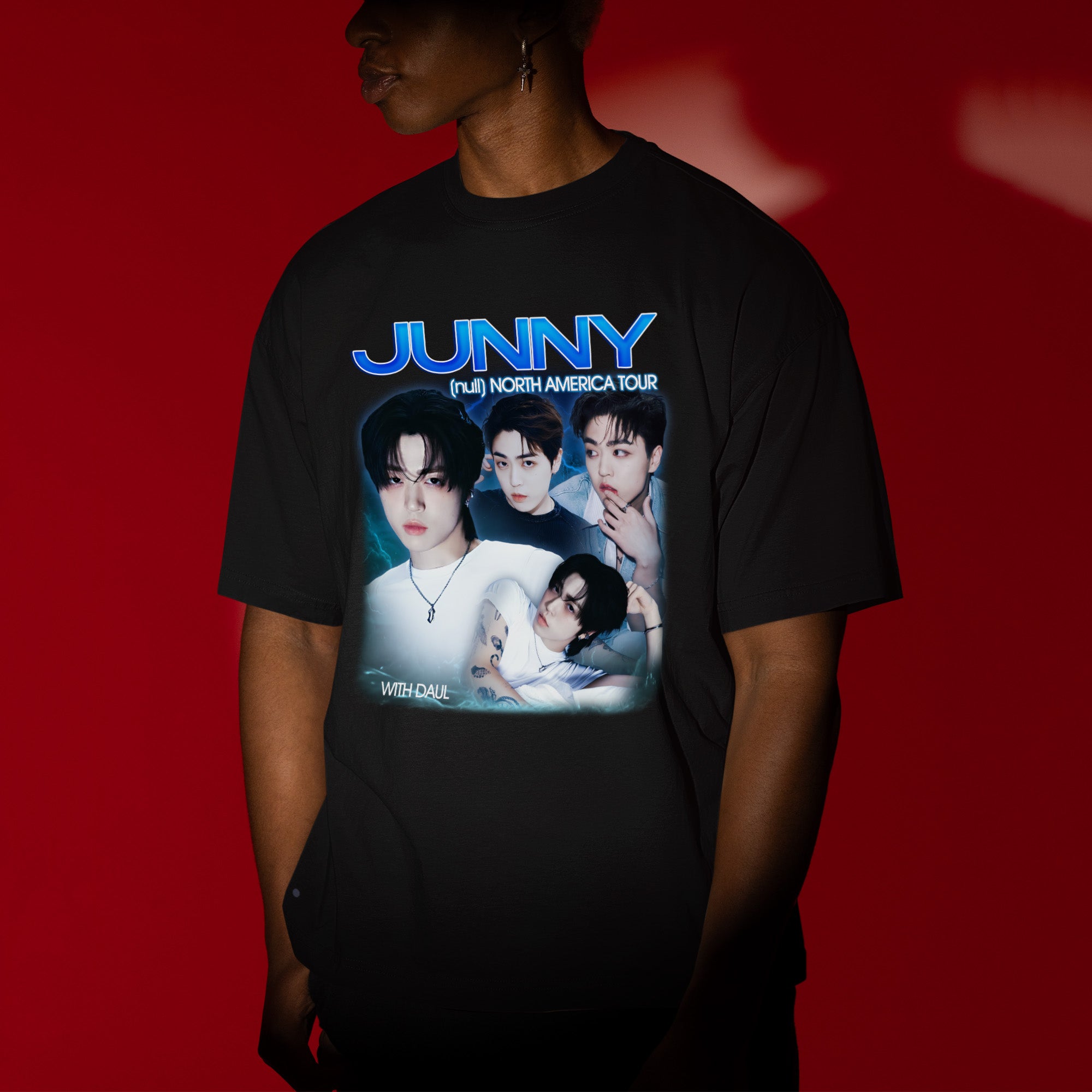 Junny Null North America Tour with Daul T-Shirt - Men view, Y2K kpop concert tee