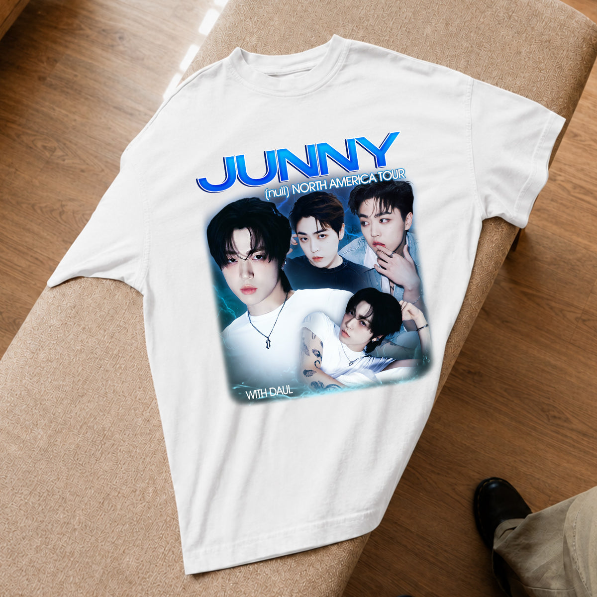 Junny Null North America Tour with Daul T-Shirt - Spread view, Y2K kpop concert tee