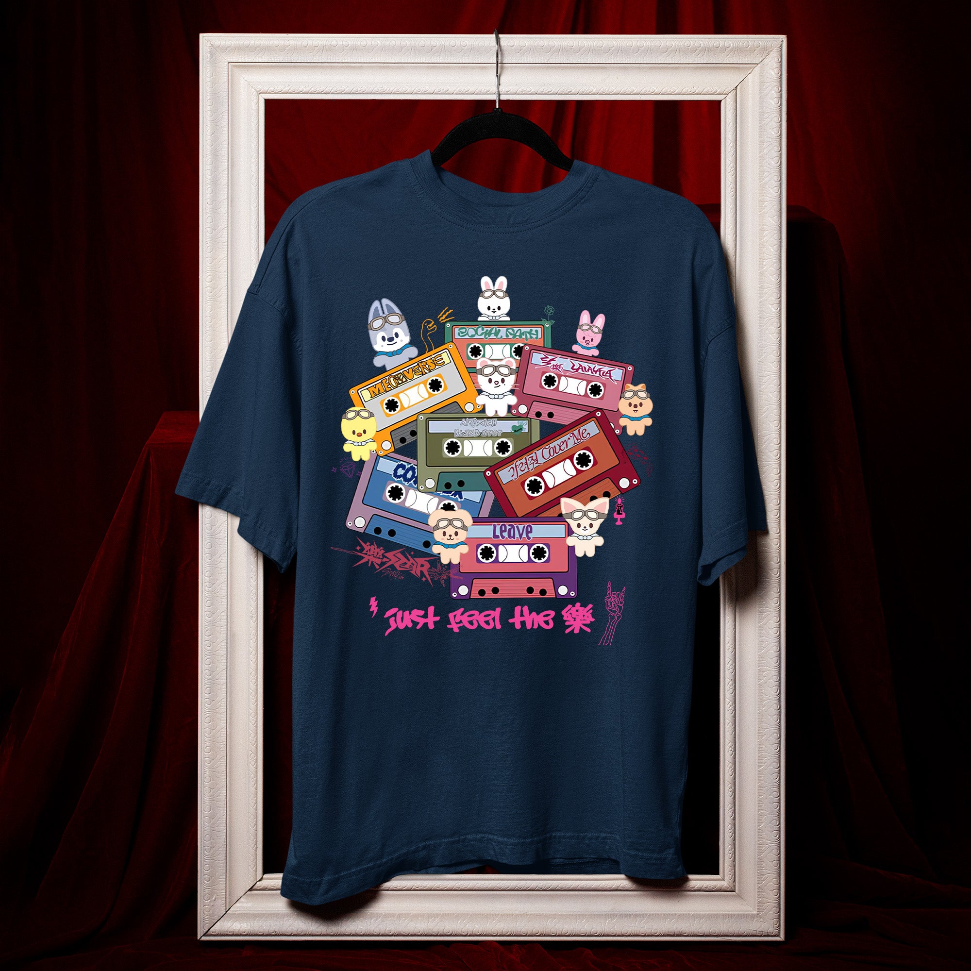 Stray Kids Skzoo Just Feel The Star T-Shirt - Hang view, Y2K kpop concert tee