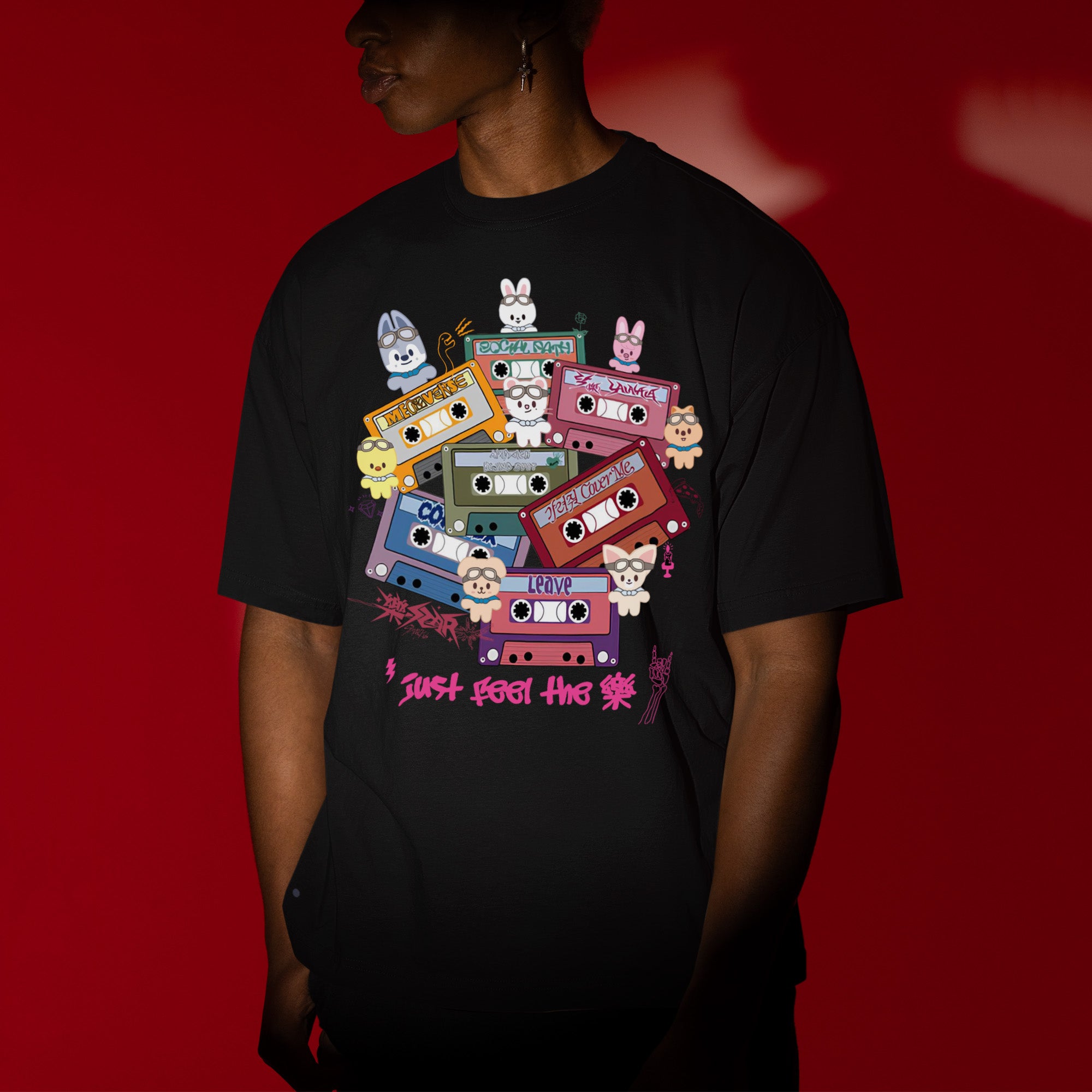 Stray Kids Skzoo Just Feel The Star T-Shirt - Men view, Y2K kpop concert tee