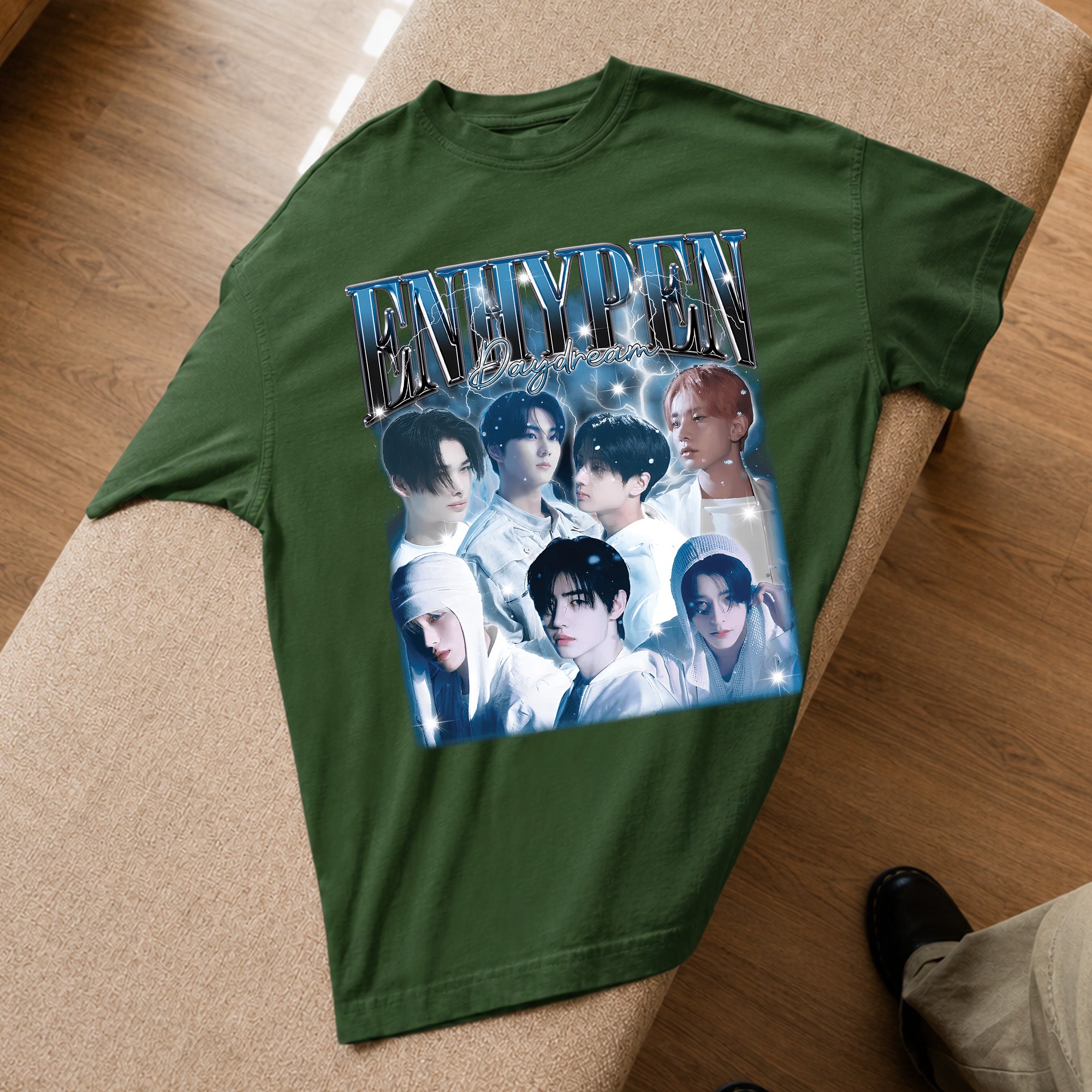 ENHYPEN Graphic Daydream T-Shirt - Spread view, Y2K kpop concert tee