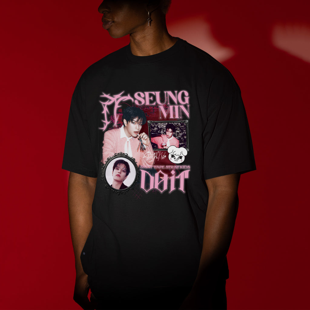 Stray Kids Graphic Seungmin It Tape Do It T-Shirt - Men view, Y2K kpop concert tee