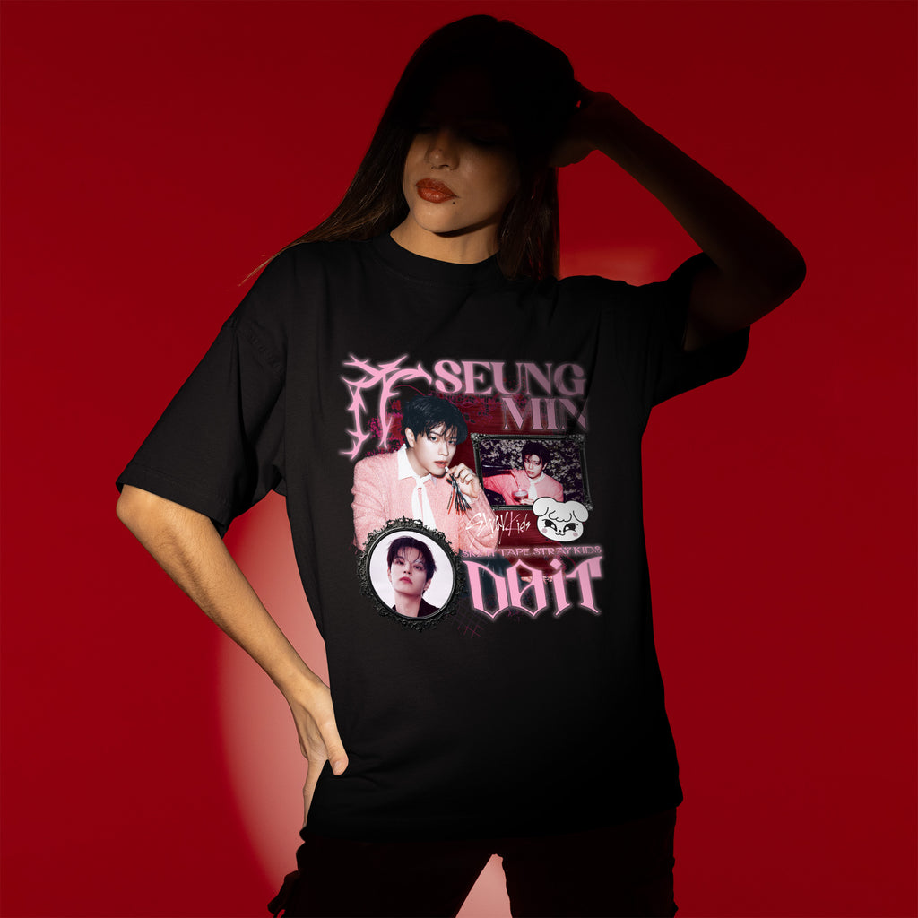Stray Kids Graphic Seungmin It Tape Do It T-Shirt - Women view, Y2K kpop concert tee