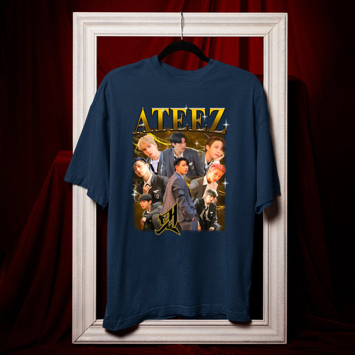 ATEEZ Retro Boy Band T-Shirt - Hang view, Y2K kpop concert tee