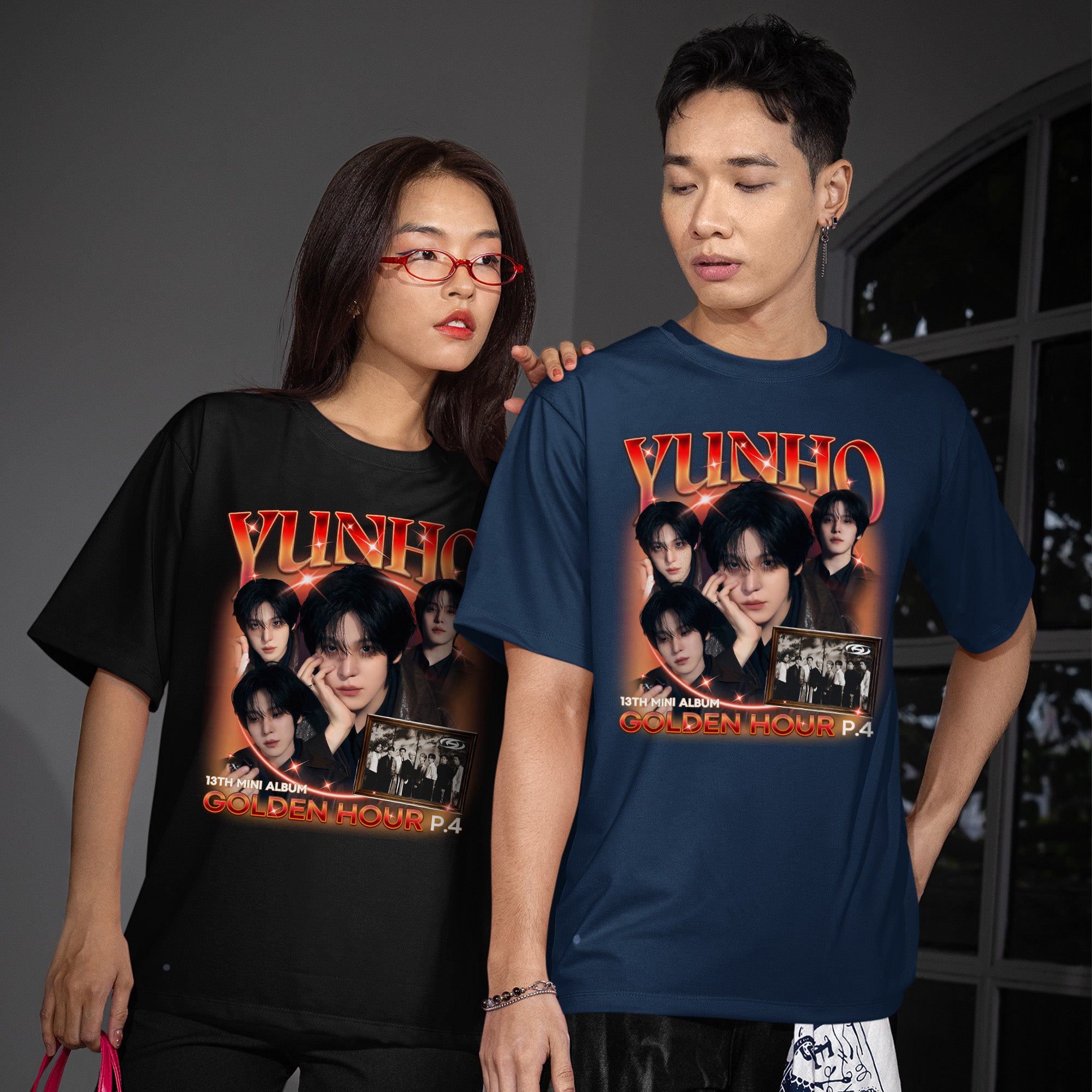 ATEEZ Yunho Golden Hour Part 4 T-Shirt - Couple view, Y2K kpop concert tee