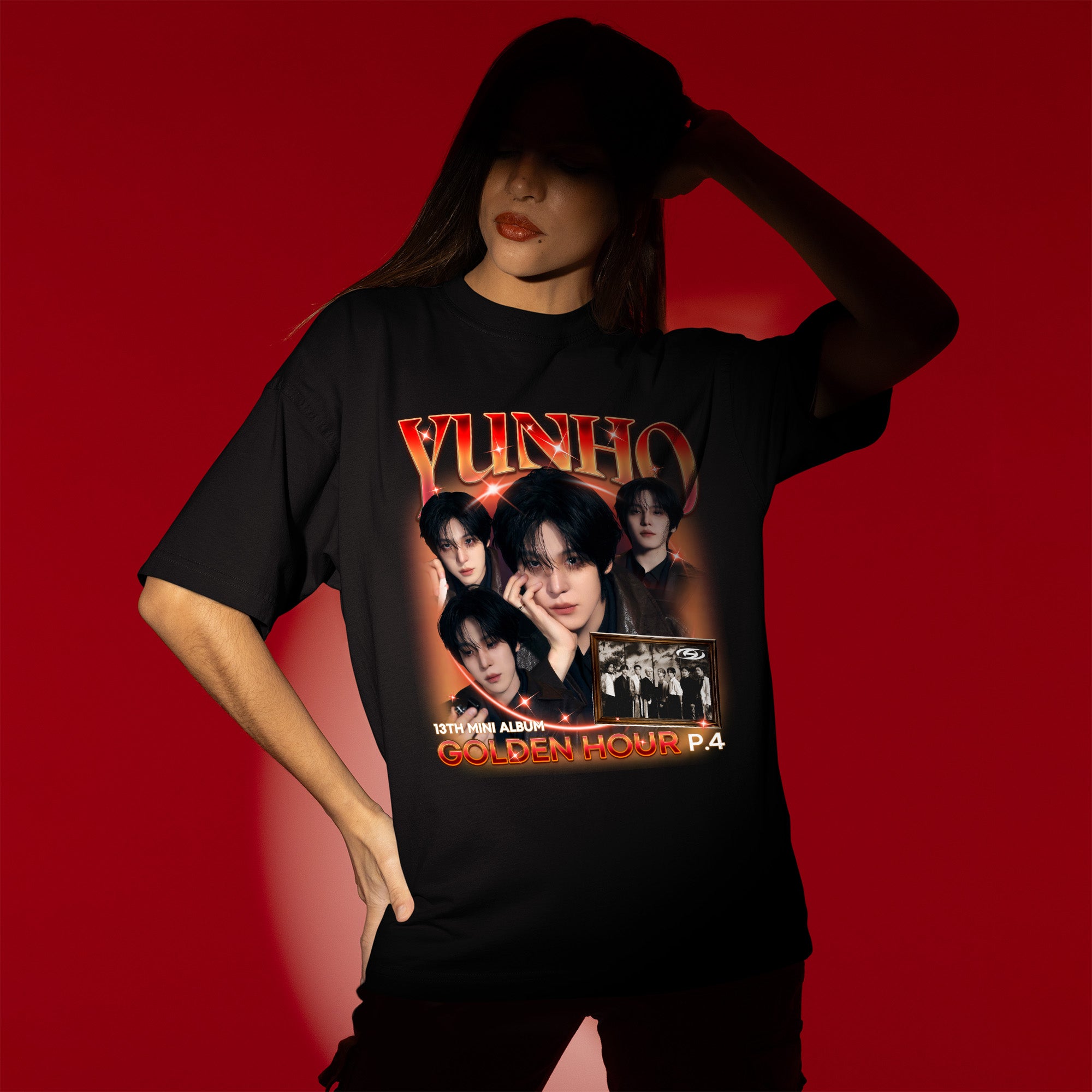 ATEEZ Yunho Golden Hour Part 4 T-Shirt - Women view, Y2K kpop concert tee