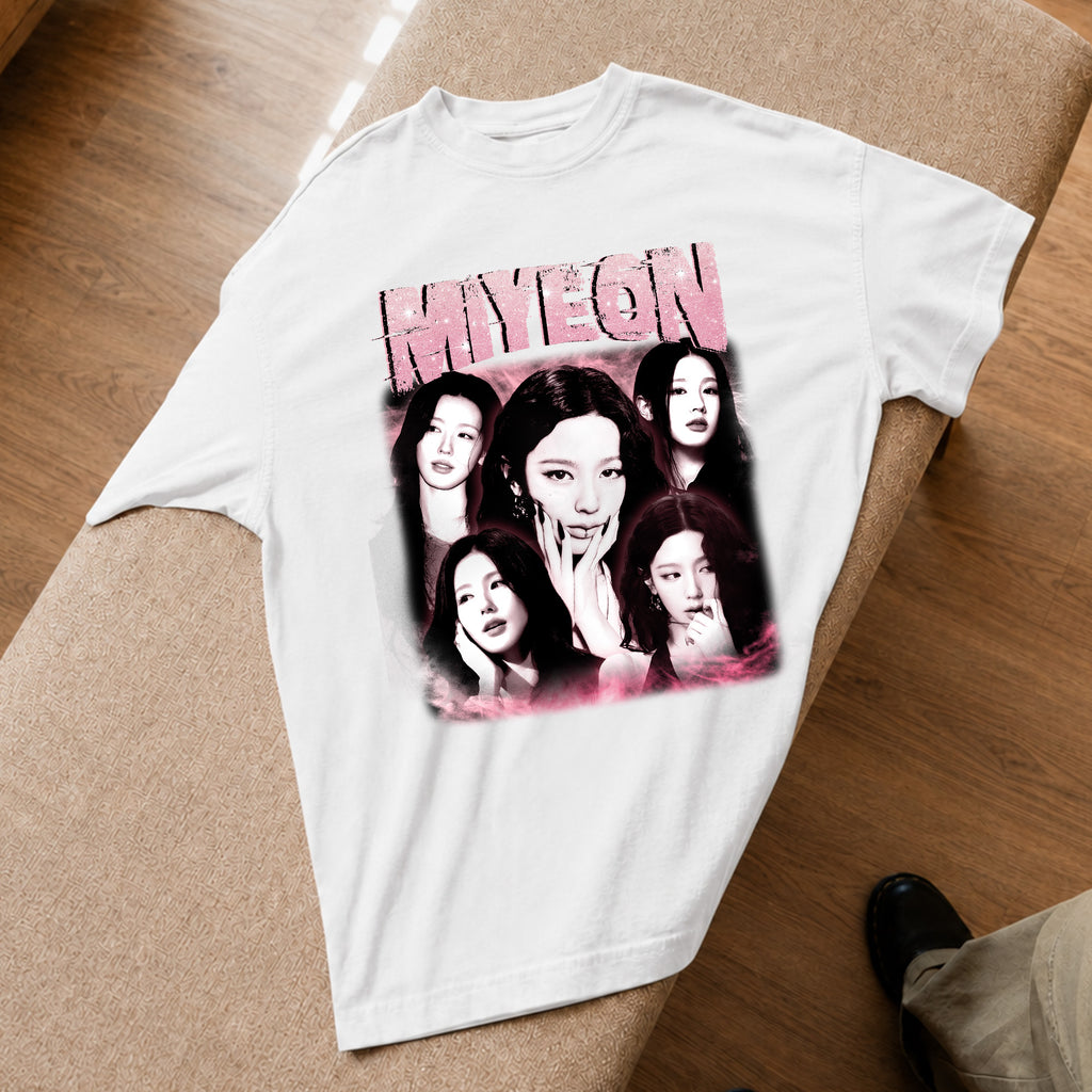 (G)I-DLE Miyeon T-Shirt - Spread view, Y2K kpop concert tee