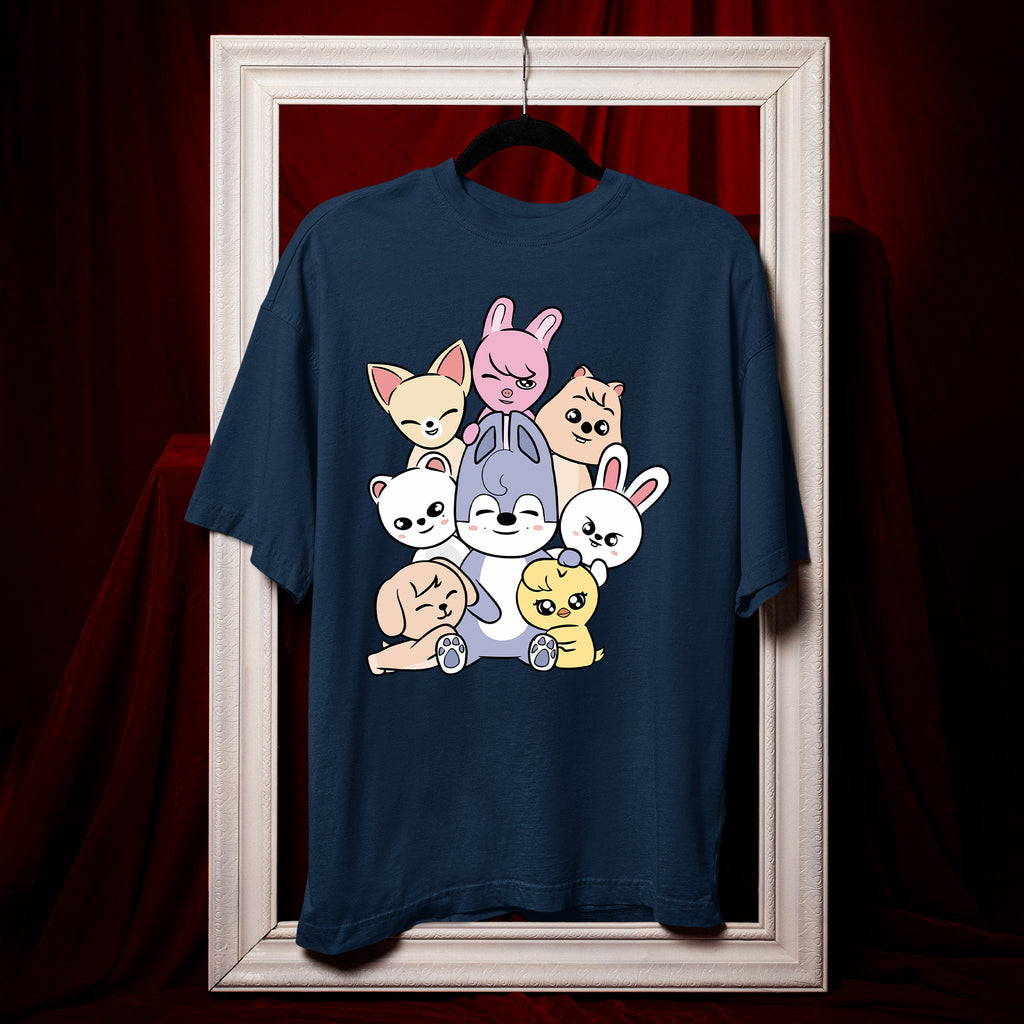 Stray Kids Cute Skzoo T-Shirt - Hang view, Y2K kpop concert tee