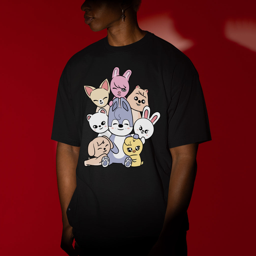 Stray Kids Cute Skzoo T-Shirt - Men view, Y2K kpop concert tee