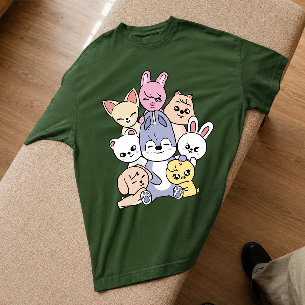 Stray Kids Cute Skzoo T-Shirt - Spread view, Y2K kpop concert tee