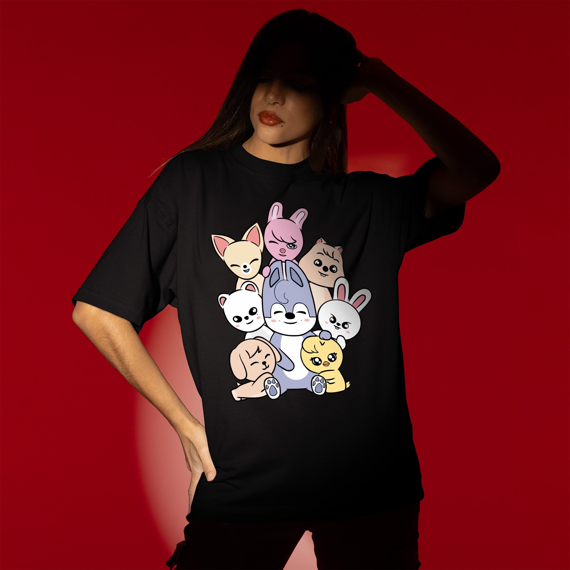 Stray Kids Cute Skzoo T-Shirt - Women view, Y2K kpop concert tee