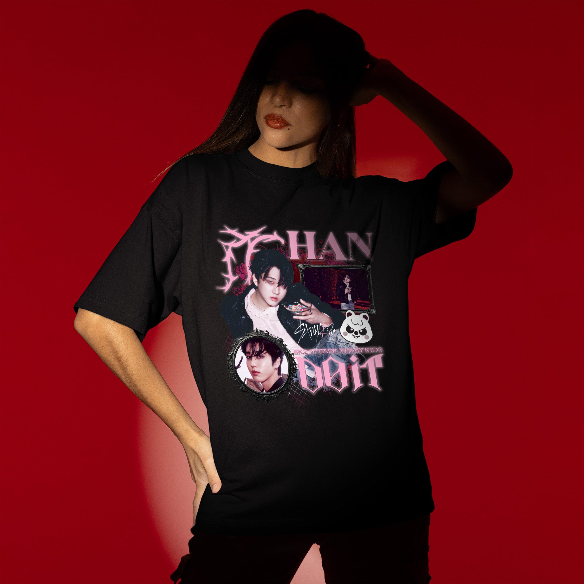 Stray Kids Graphic Han It Tape Do It T-Shirt - Women view, Y2K kpop concert tee