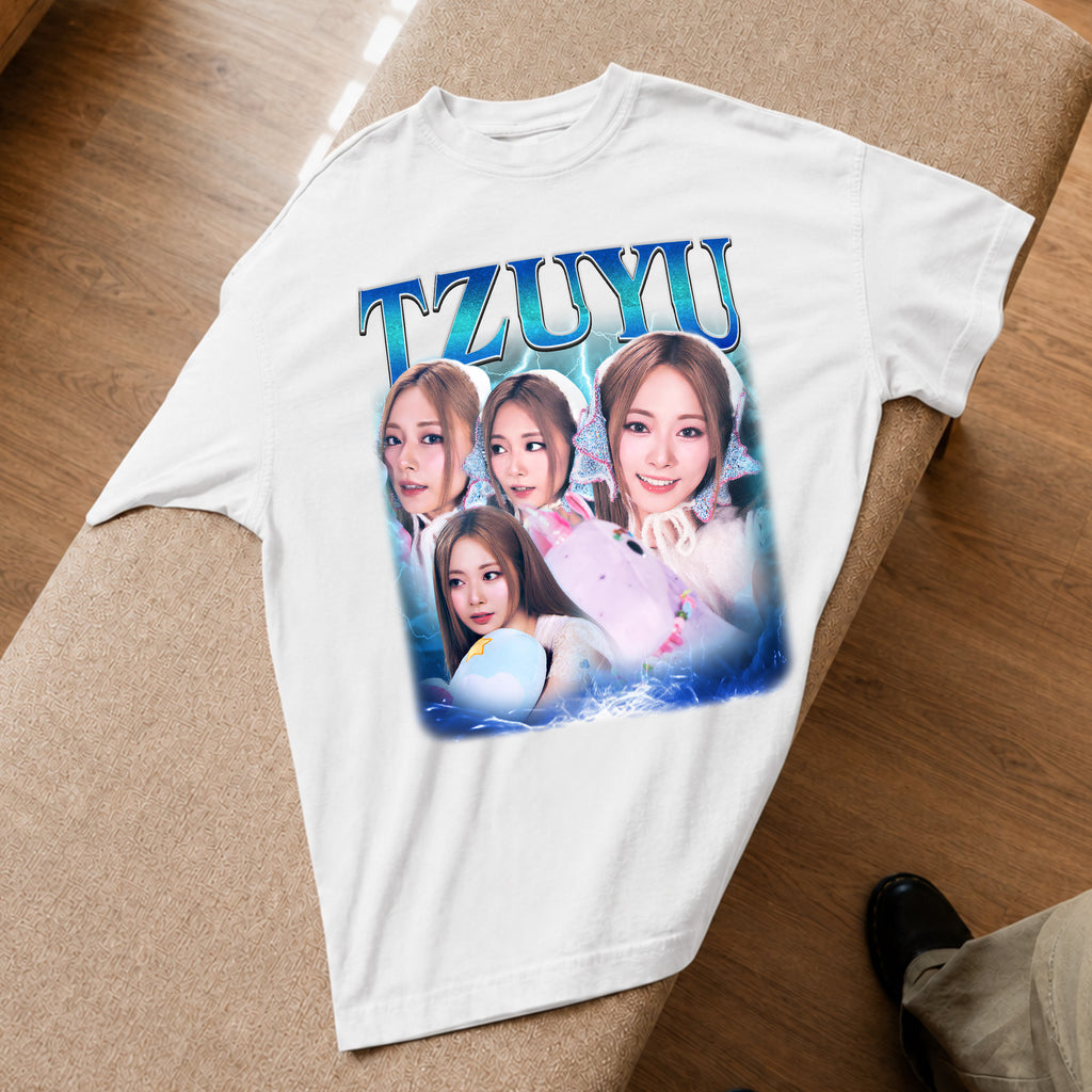 TWICE Tzuyu T-Shirt - Spread view, Y2K kpop concert tee