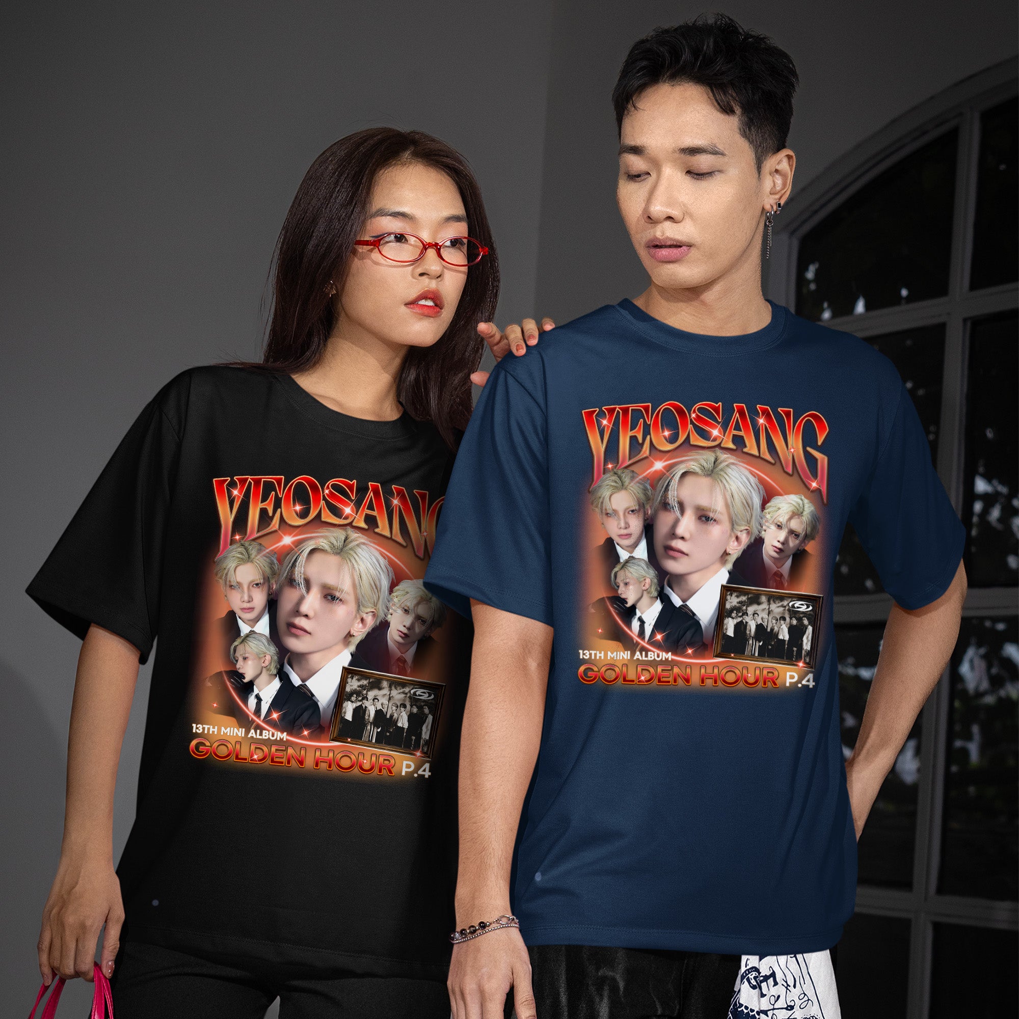 ATEEZ Yeosang Golden Hour Part 4 T-Shirt - Couple view, Y2K kpop concert tee