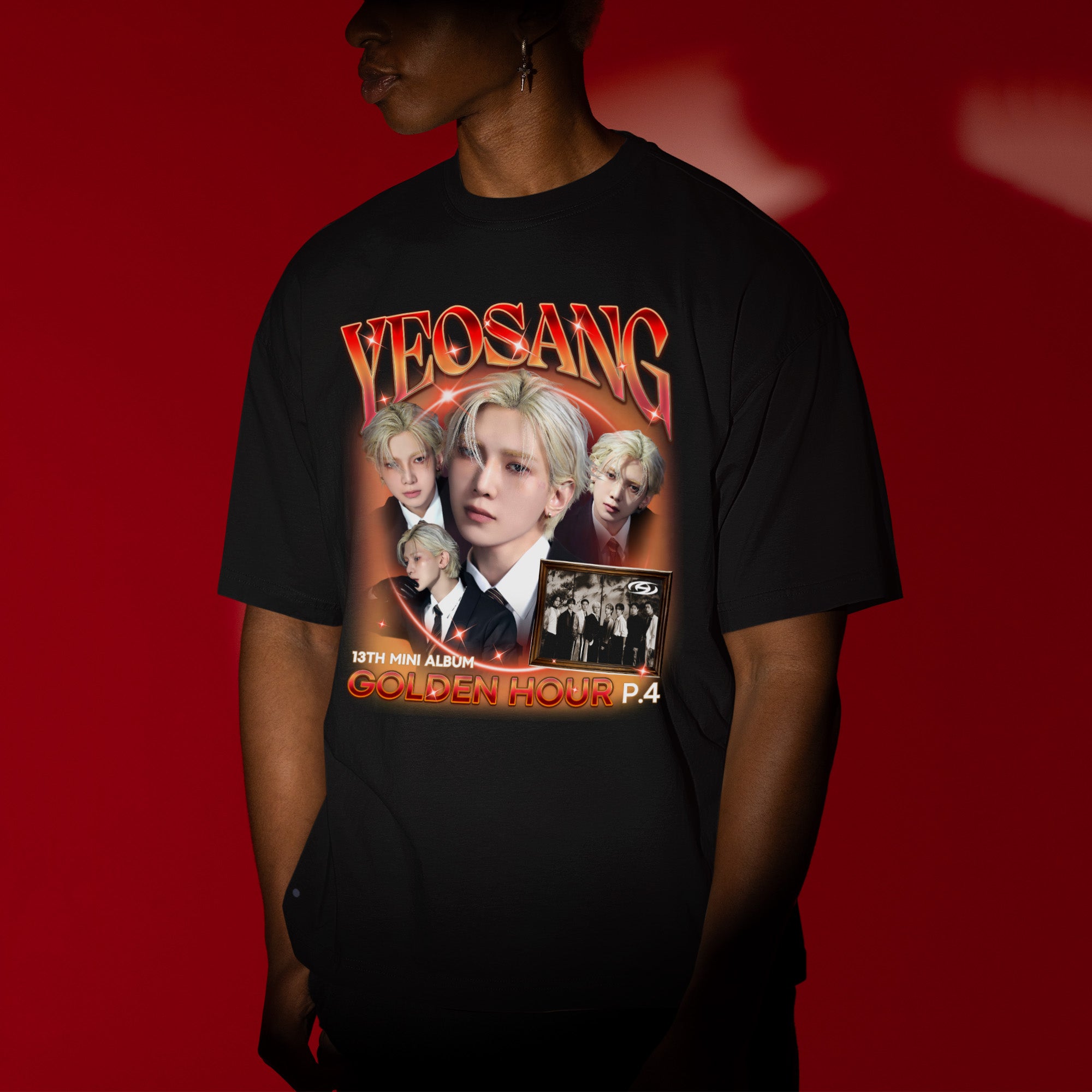 ATEEZ Yeosang Golden Hour Part 4 T-Shirt - Men view, Y2K kpop concert tee