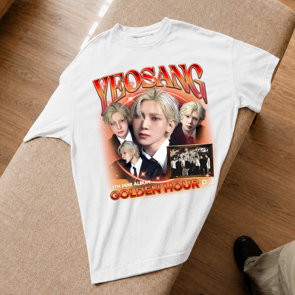 ATEEZ Yeosang Golden Hour Part 4 T-Shirt - Spread view, Y2K kpop concert tee