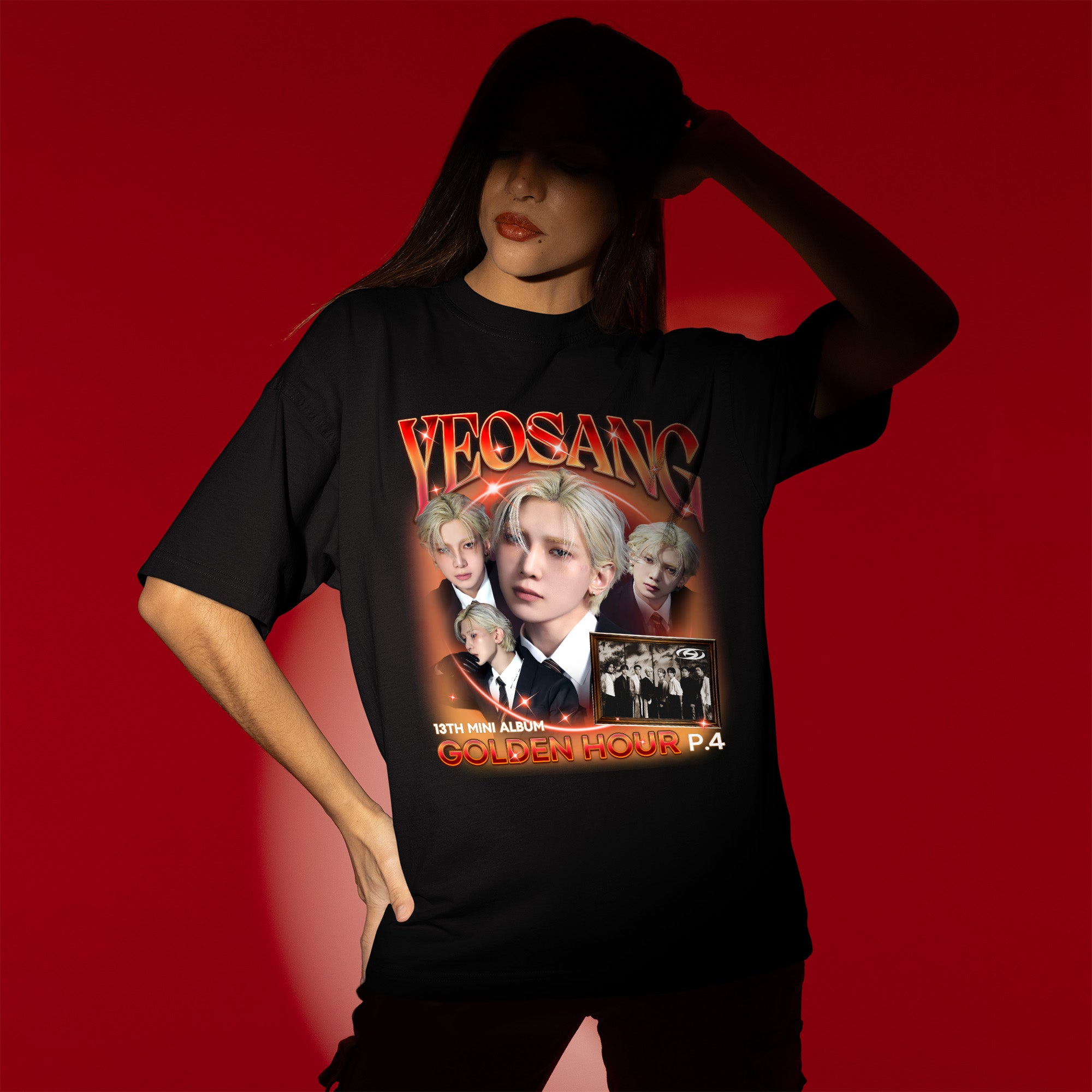 ATEEZ Yeosang Golden Hour Part 4 T-Shirt - Women view, Y2K kpop concert tee