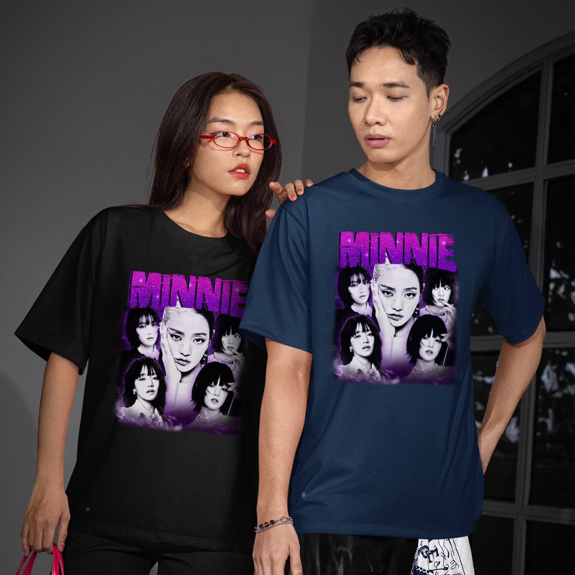(G)I-DLE Minnie T-Shirt - Couple view, Y2K kpop concert tee