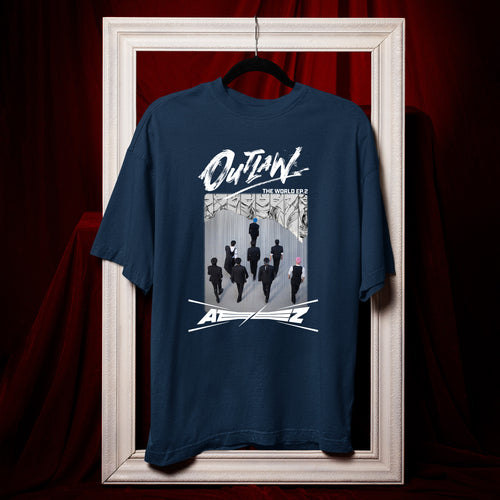 ATEEZ Graphic Outlaw T-Shirt - Hang view, Y2K kpop concert tee
