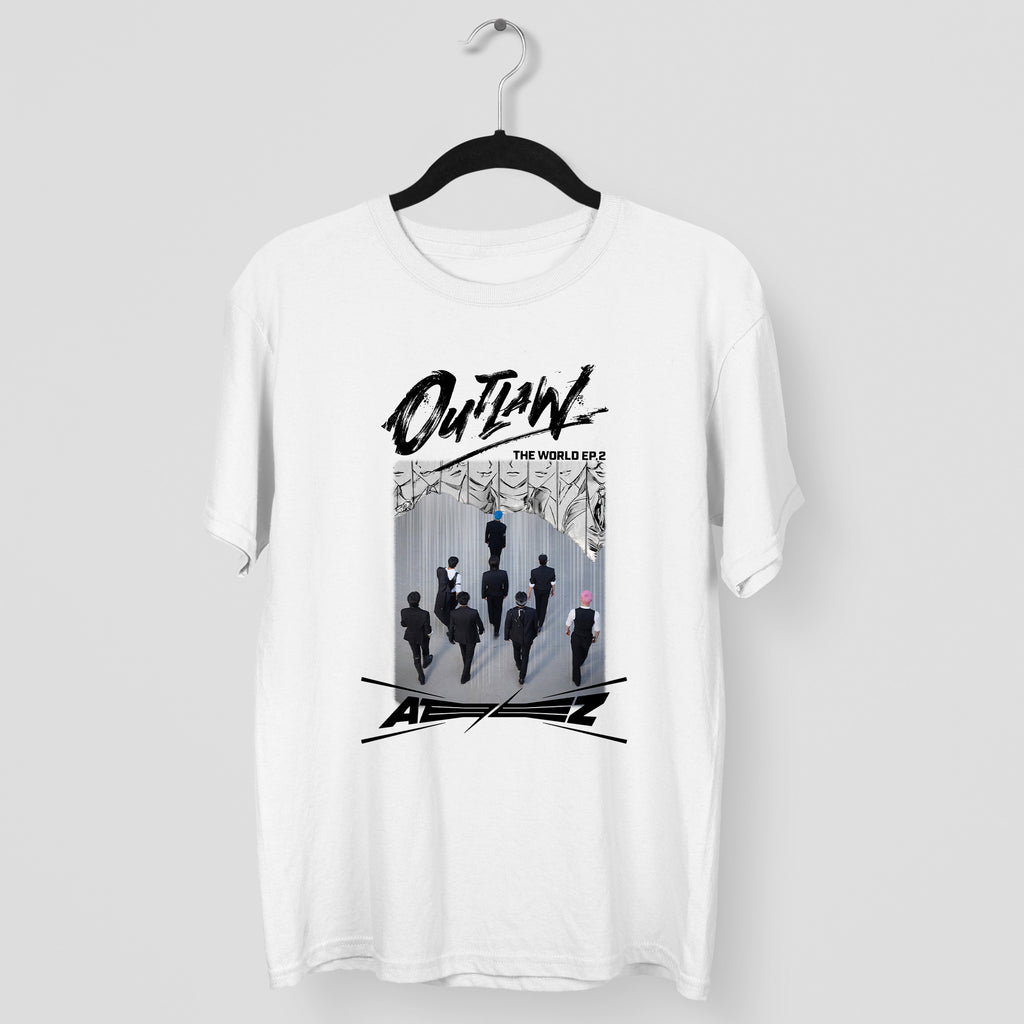 ATEEZ Graphic Outlaw T-Shirt - Main view, Y2K kpop concert tee