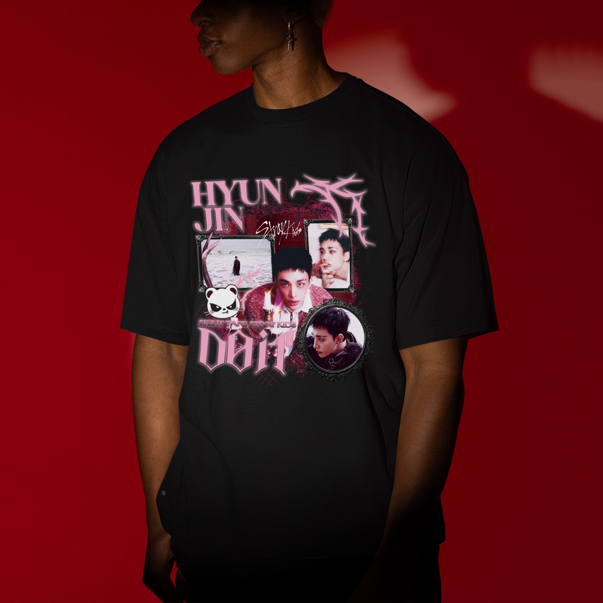 Stray Kids Graphic Hyunjin It Tape Do It T-Shirt - Men view, Y2K kpop concert tee