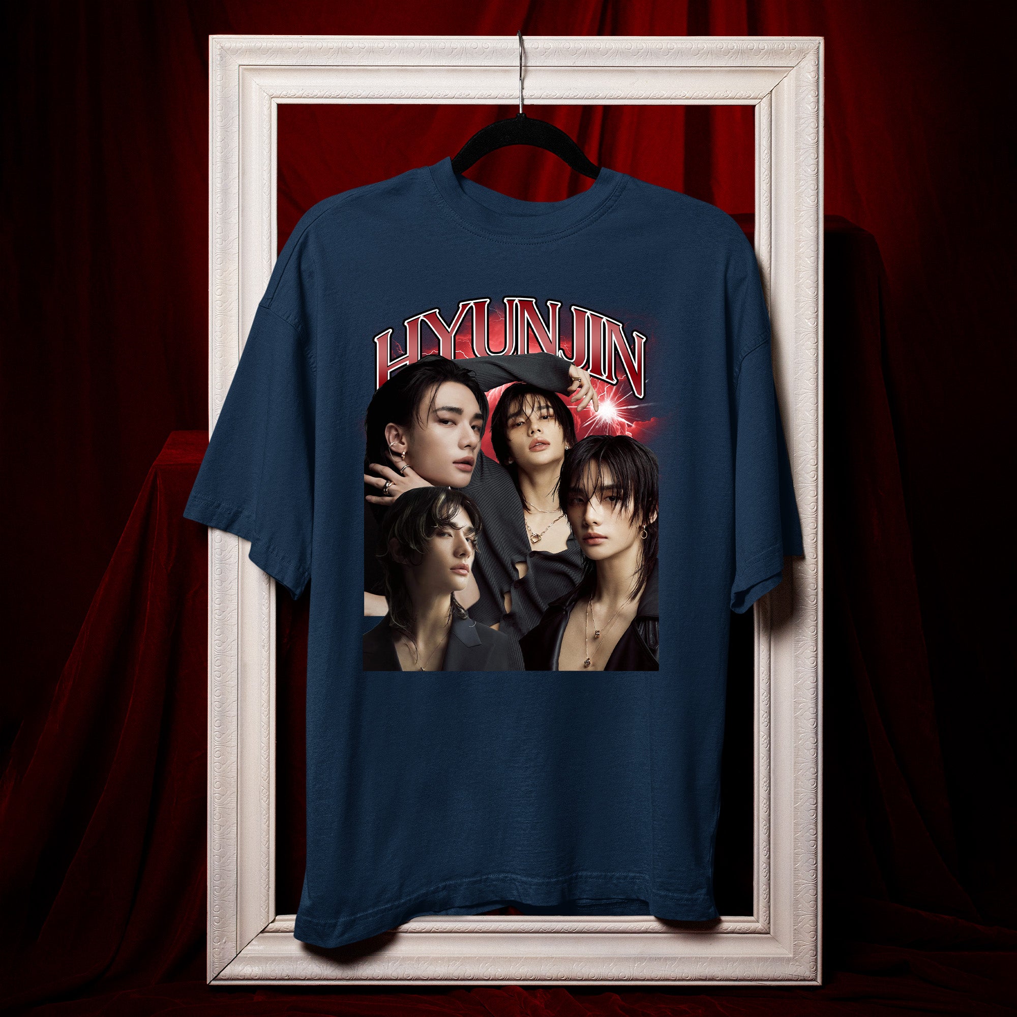 Stray Kids Graphic Hyunjin T-Shirt - Hang view, Y2K kpop concert tee