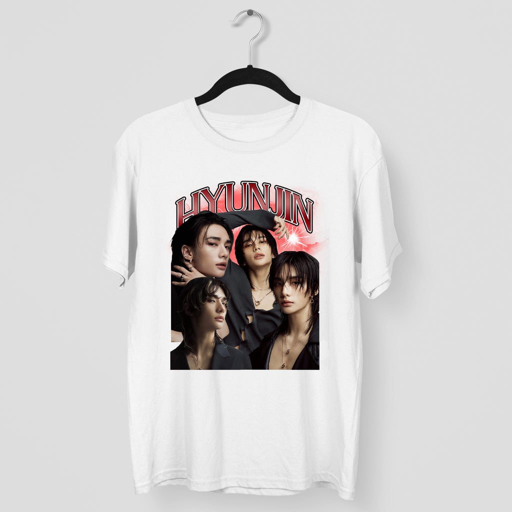 Stray Kids Graphic Hyunjin T-Shirt - Main view, Y2K kpop concert tee
