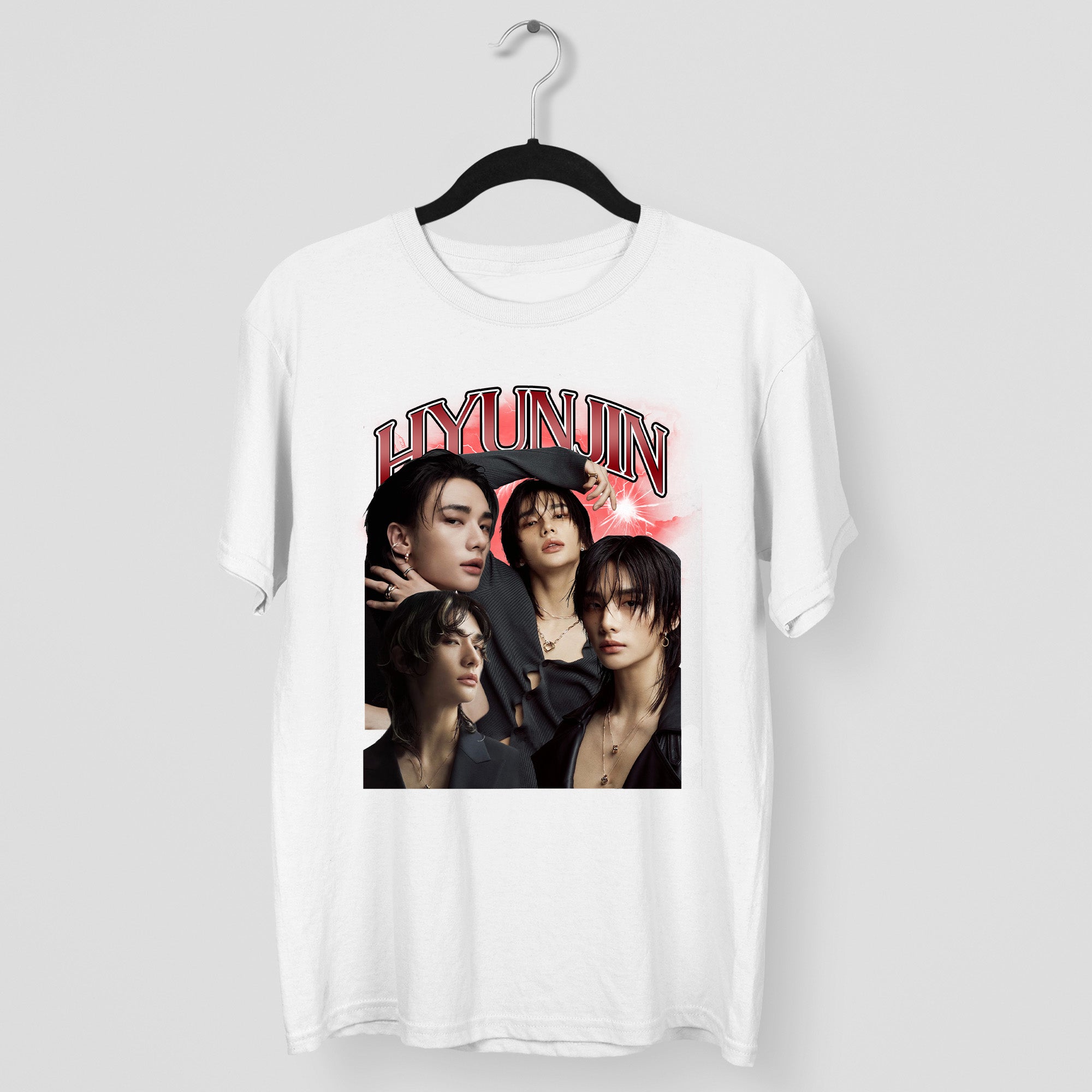 Stray Kids Graphic Hyunjin T-Shirt - Main view, Y2K kpop concert tee