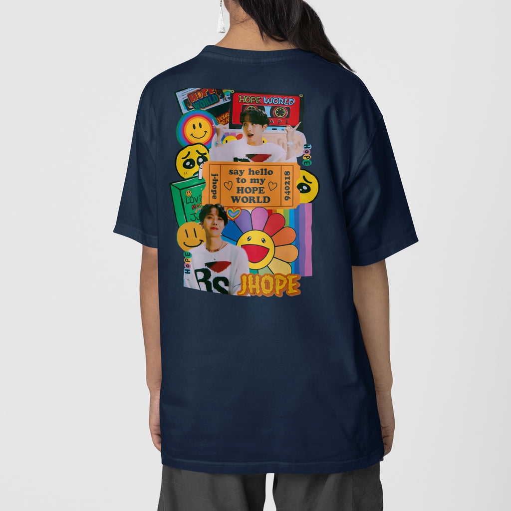 BTS J-Hope Kpop Hope World T-Shirt - Back view, Y2K kpop concert tee