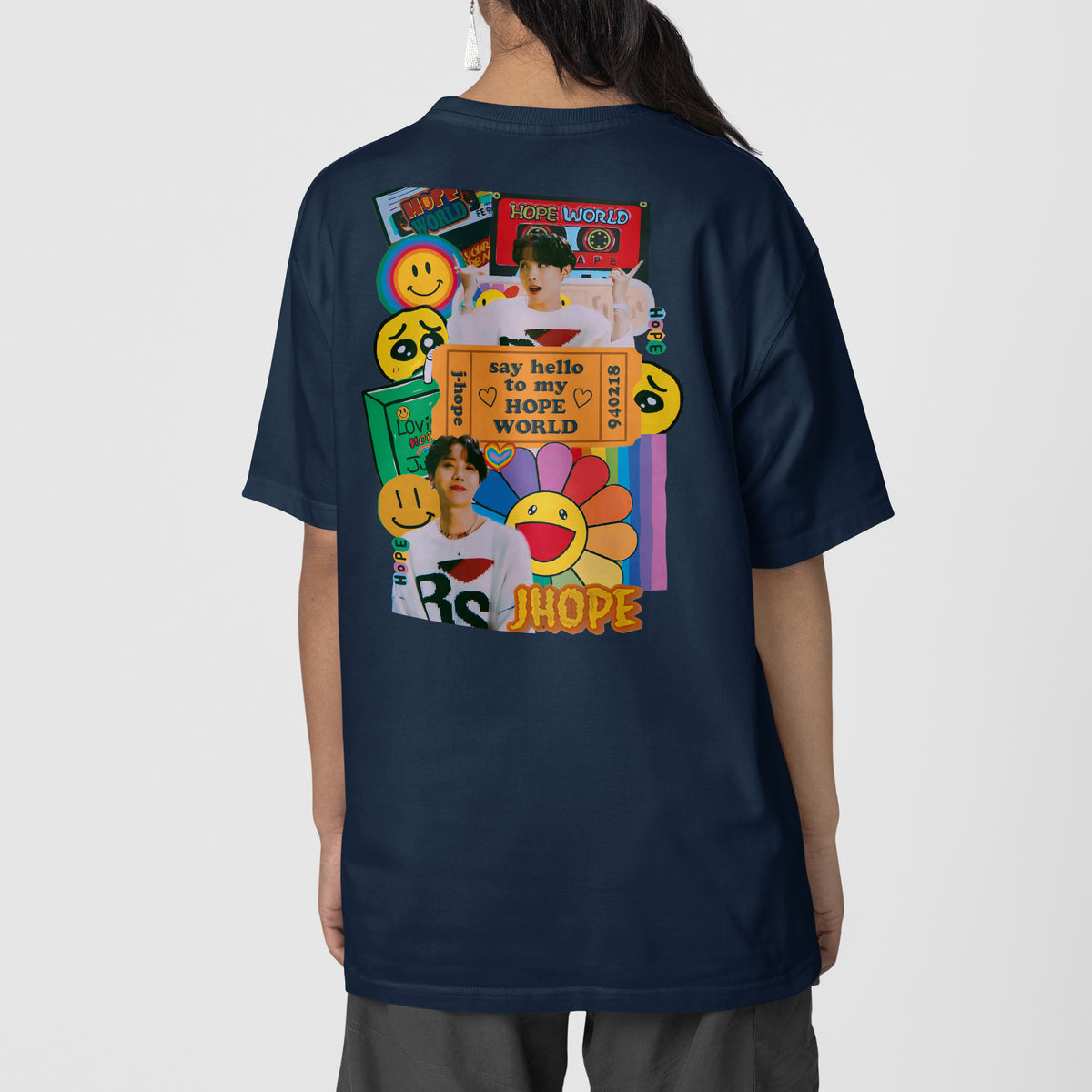 BTS J-Hope Kpop Hope World T-Shirt - Back view, Y2K kpop concert tee