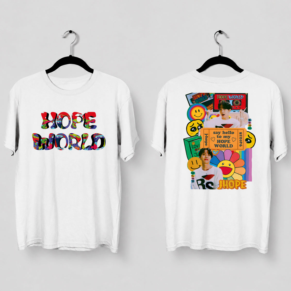 BTS J-Hope Kpop Hope World T-Shirt - Main view, Y2K kpop concert tee