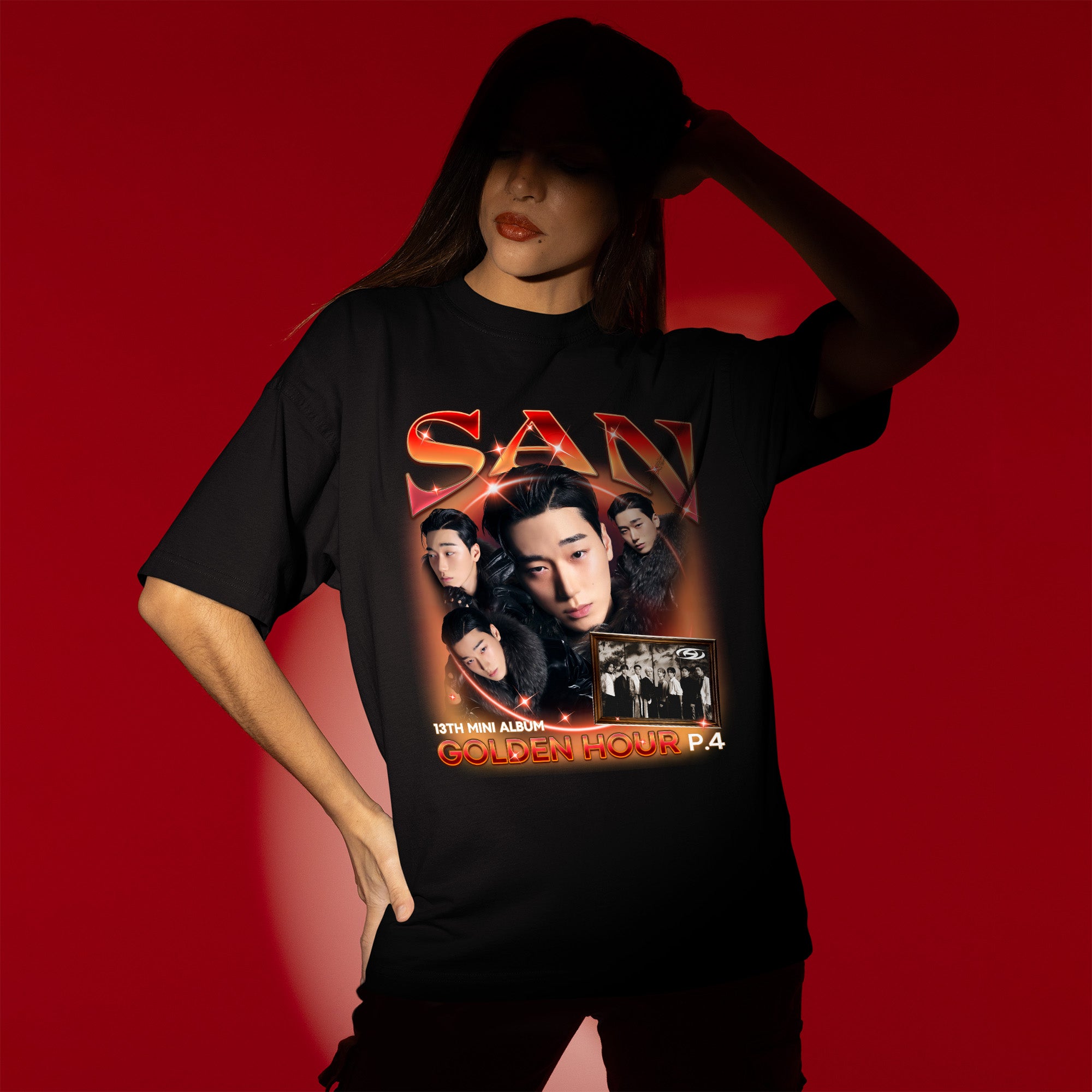 ATEEZ San Golden Hour Part 4 T-Shirt - Women view, Y2K kpop concert tee