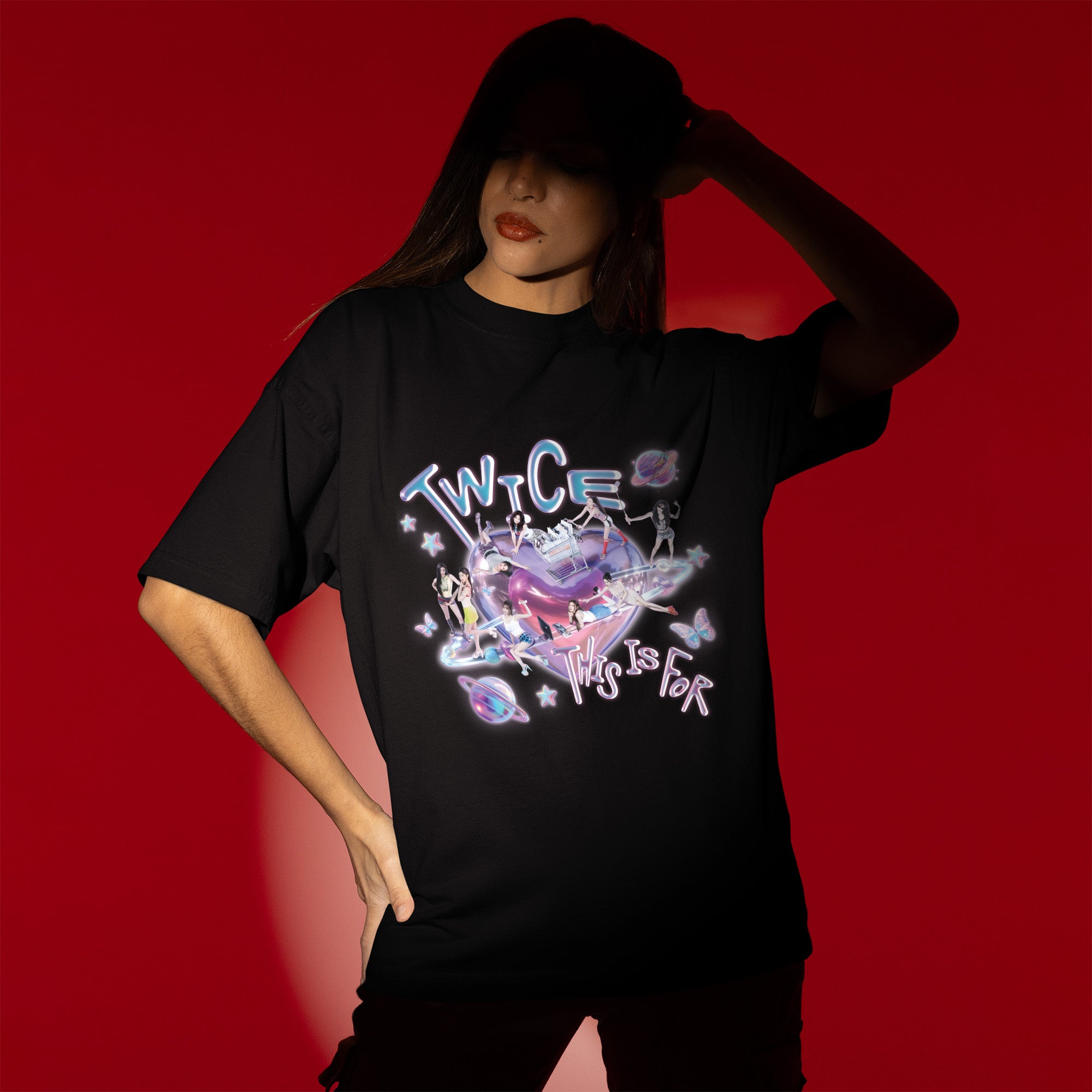 TWICE Kpop This Is For T-Shirt - Women view, Y2K kpop concert tee